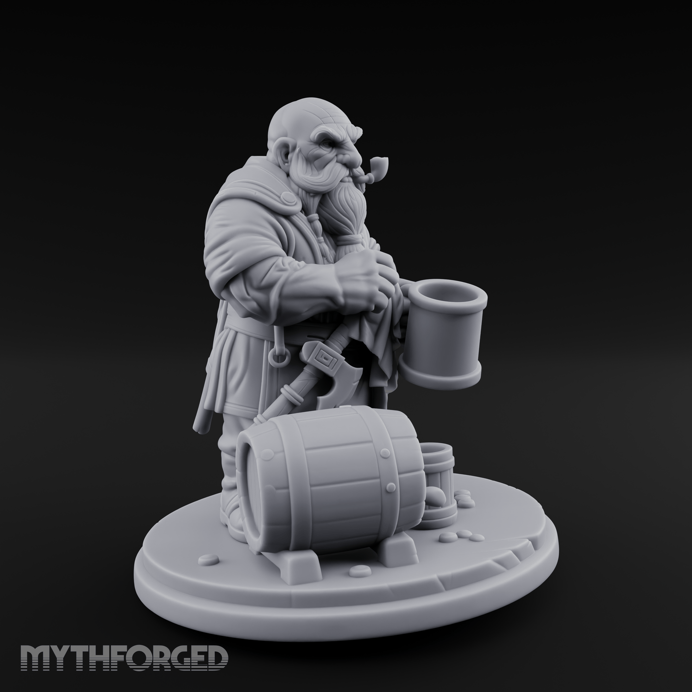 Tankard Toasting Dwarf Brewmaster Miniature for Dungeons and Dragons, Pathfinder or other TTRPGs