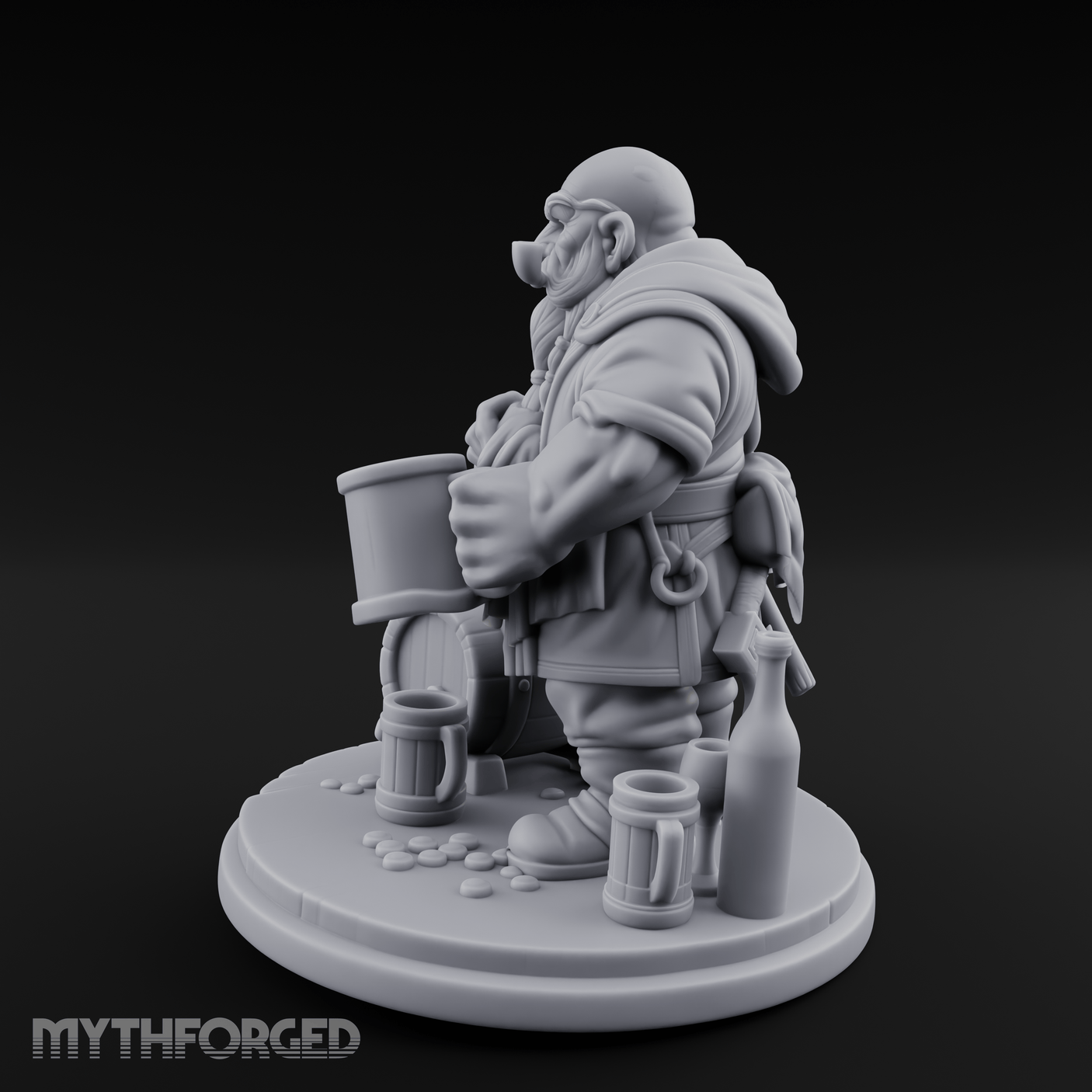 Tankard Toasting Dwarf Brewmaster Miniature for Dungeons and Dragons, Pathfinder or other TTRPGs