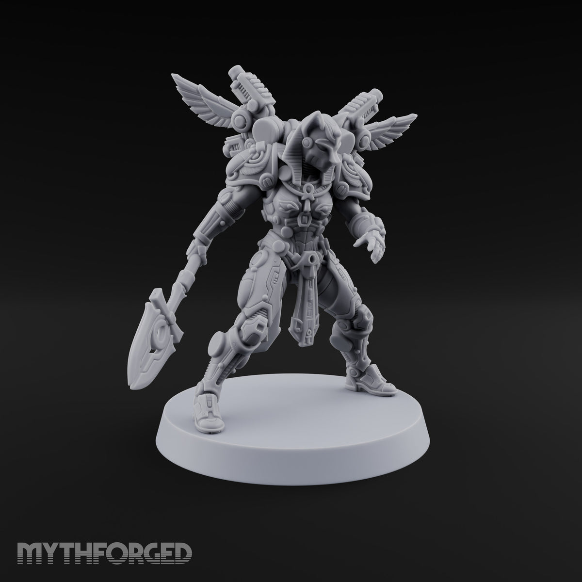 The Temple Cat Went Orbital Tabaxi Female Warrior with Ankh Spear and Winged Backpack