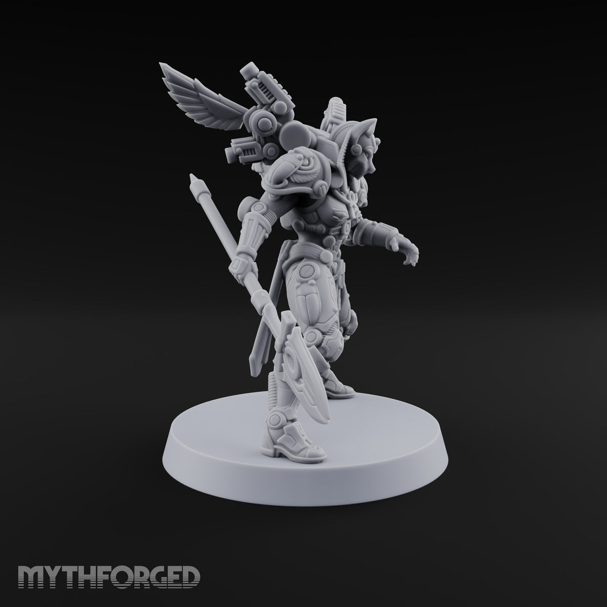 The Temple Cat Went Orbital Tabaxi Female Warrior with Ankh Spear and Winged Backpack
