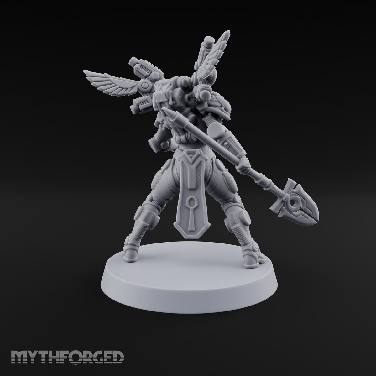 The Temple Cat Went Orbital Tabaxi Female Warrior with Ankh Spear and Winged Backpack