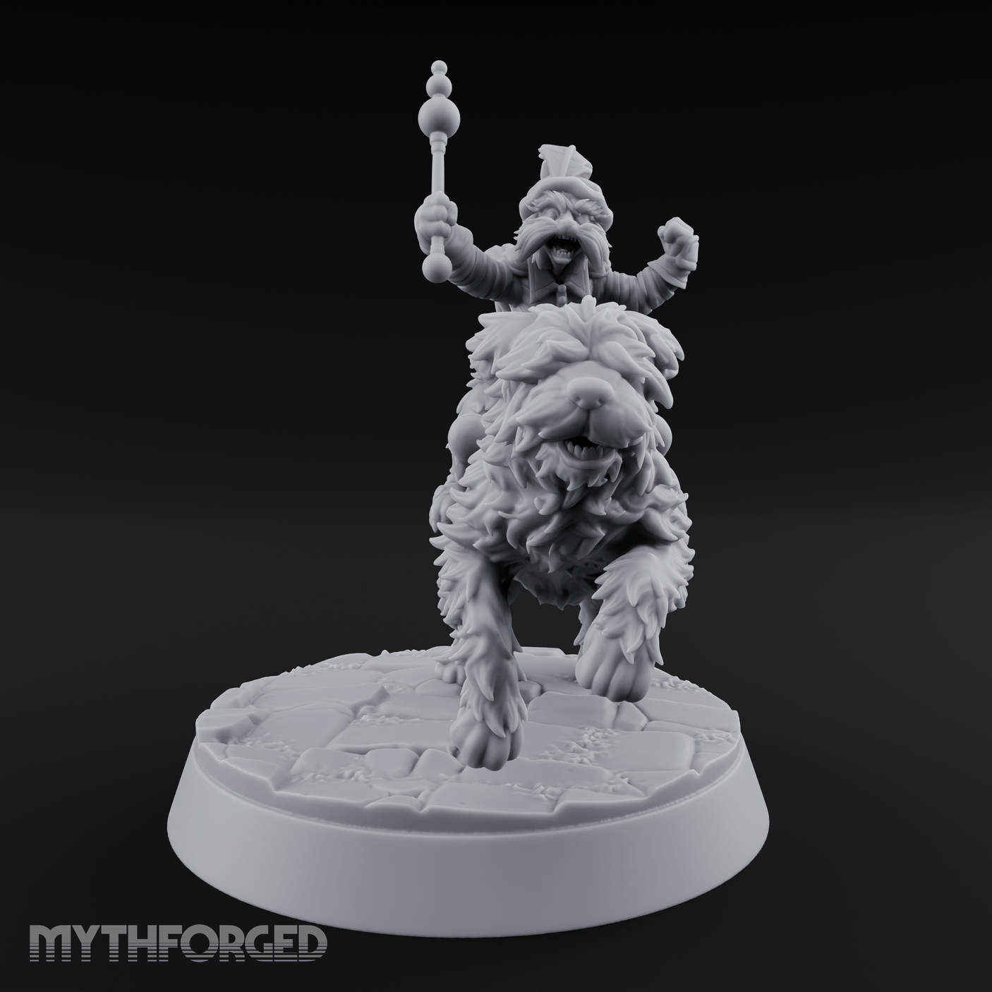 Halfling Doggie Rider Miniature for Dungeons and Dragons, Pathfinder or other TTRPGs