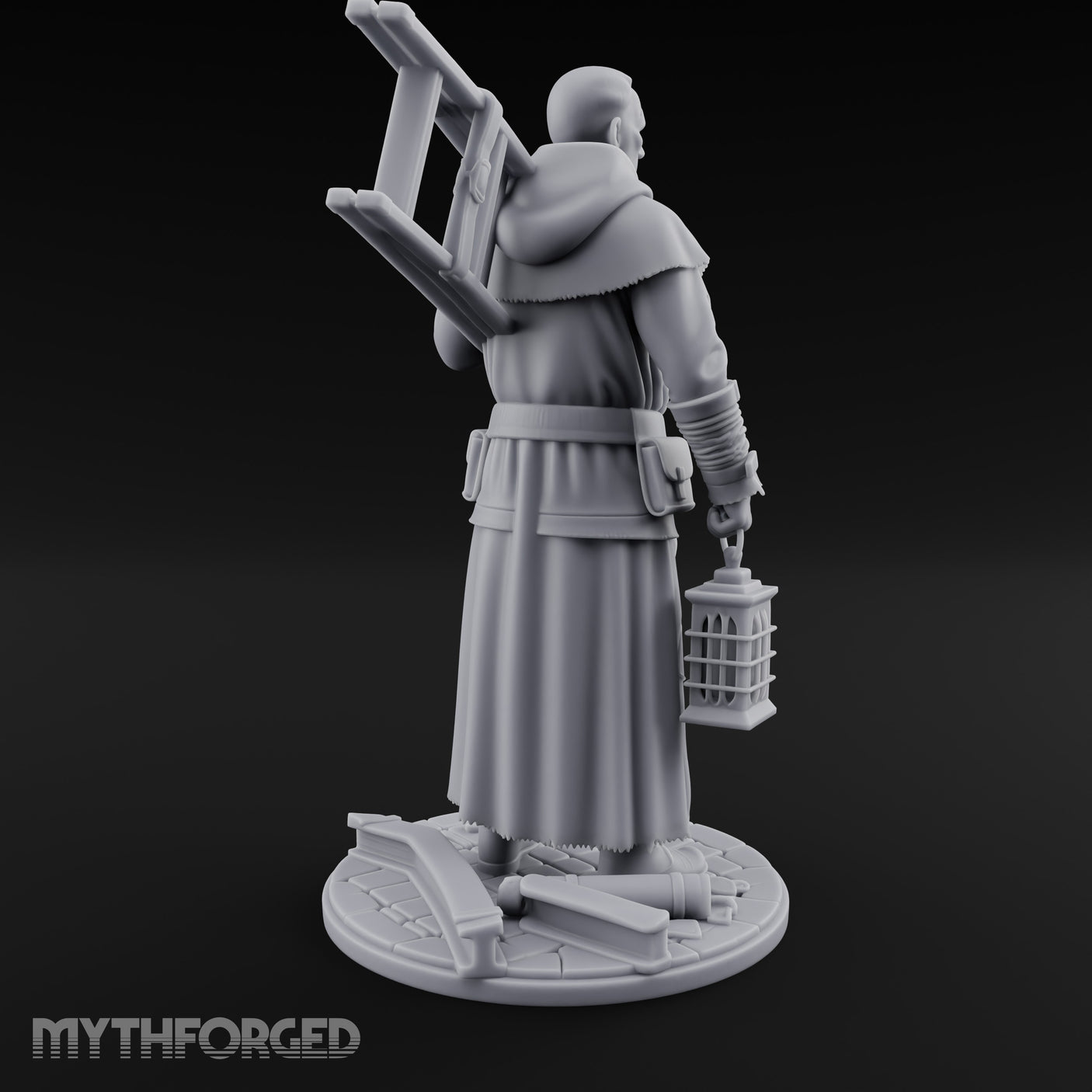 Ladder Lugging Human Friar Miniature for Dungeons and Dragons, Pathfinder or other TTRPGs