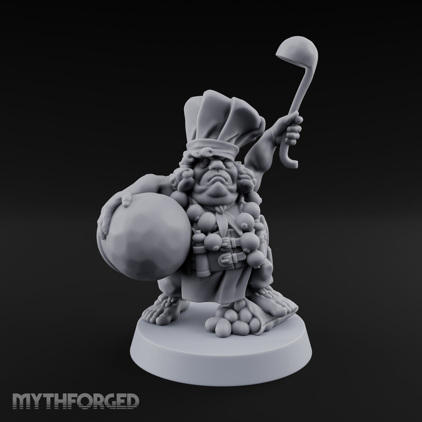 Ladle Brandishing Goblin Chef Miniature for Dungeons and Dragons, Pathfinder or other TTRPGs