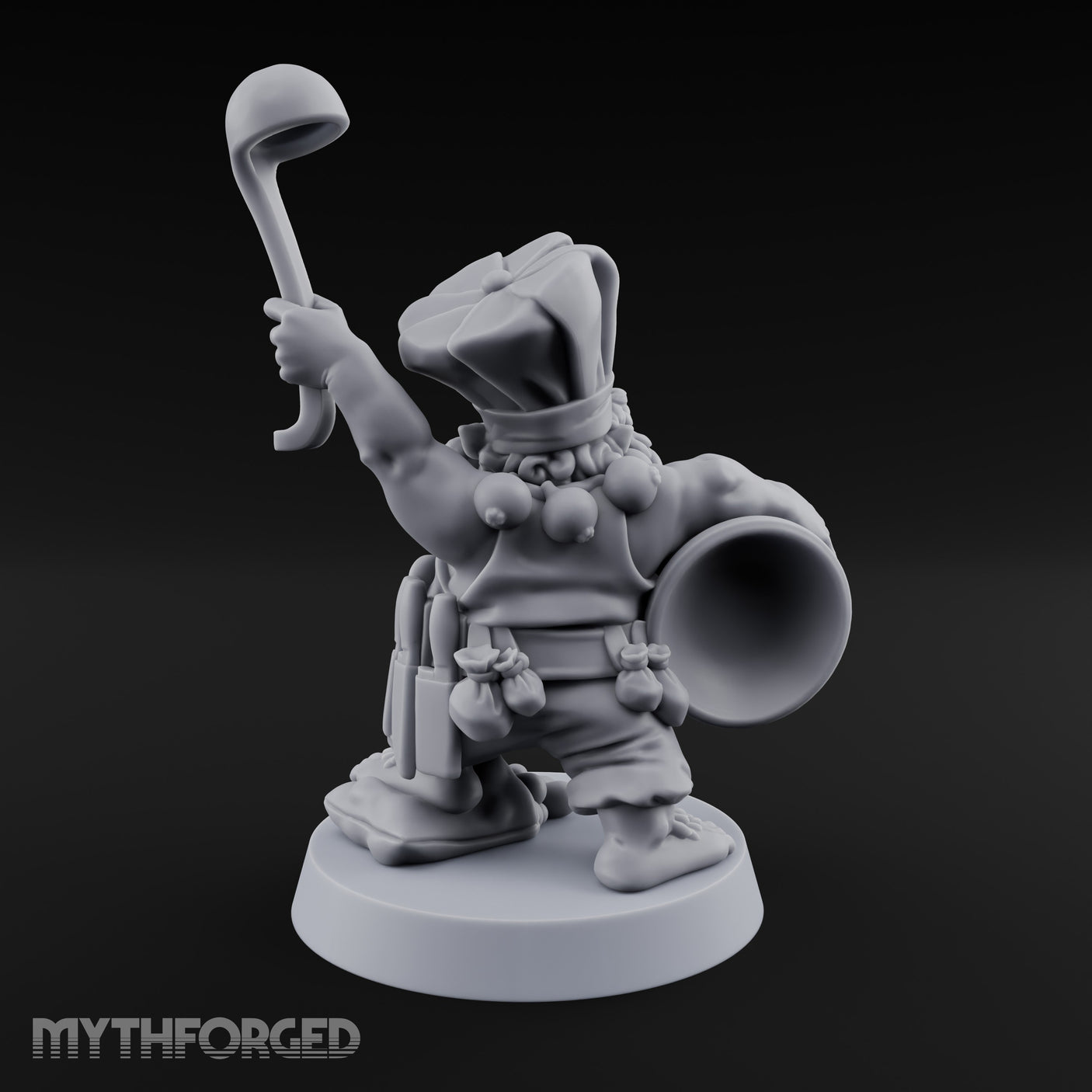 Ladle Brandishing Goblin Chef Miniature for Dungeons and Dragons, Pathfinder or other TTRPGs