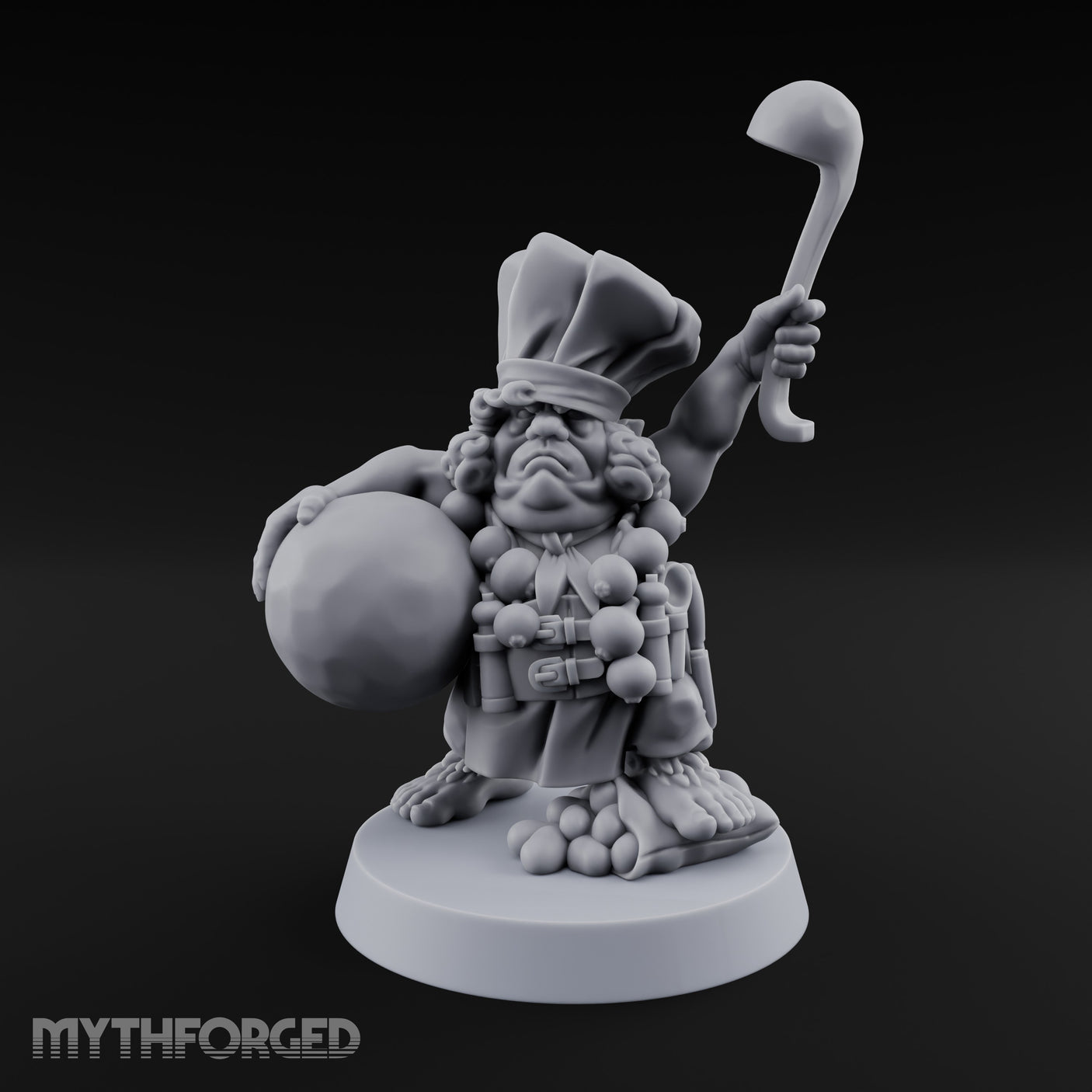Ladle Brandishing Goblin Chef Miniature for Dungeons and Dragons, Pathfinder or other TTRPGs