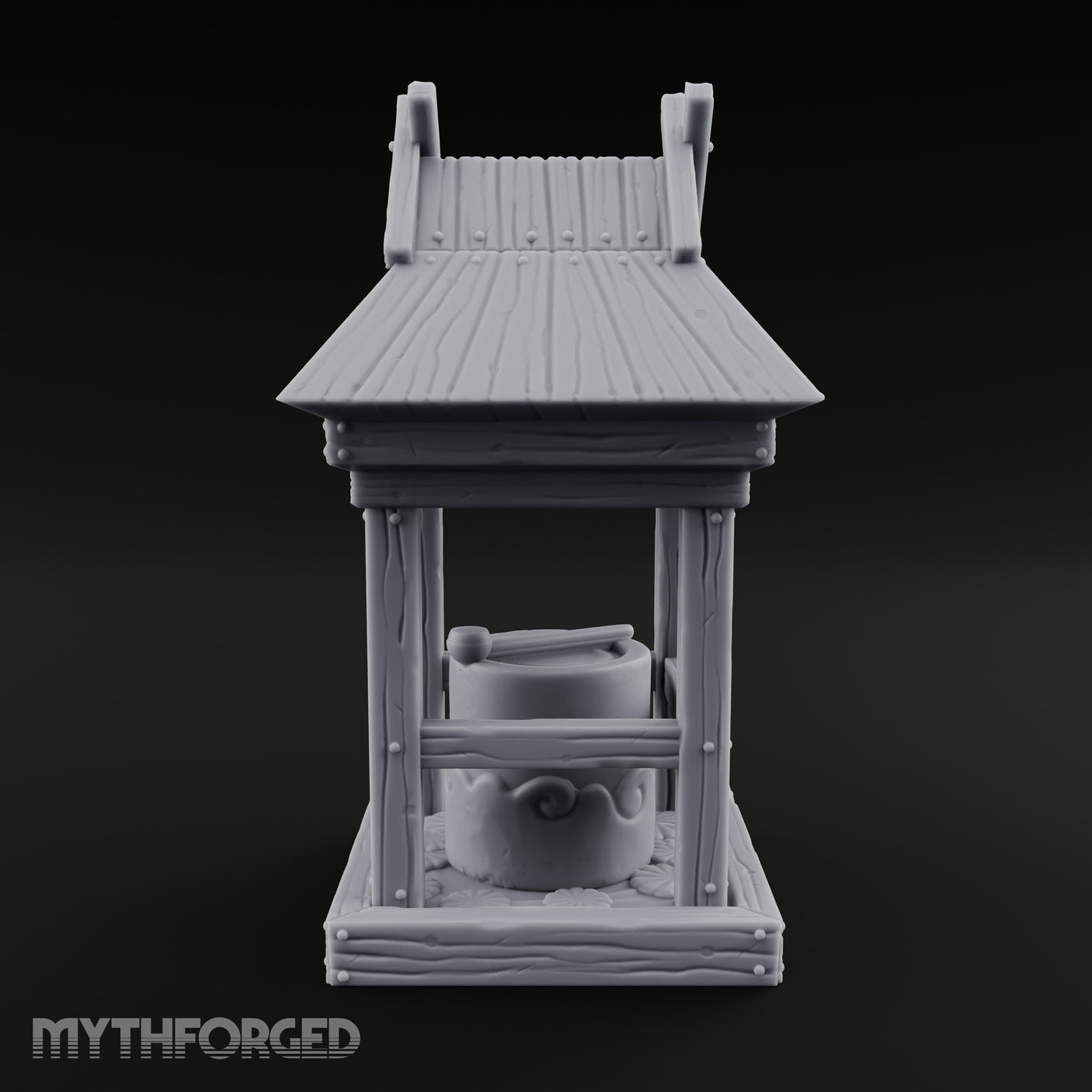 Ladle-Stirred Overflowing-Bowled Covered Water Well