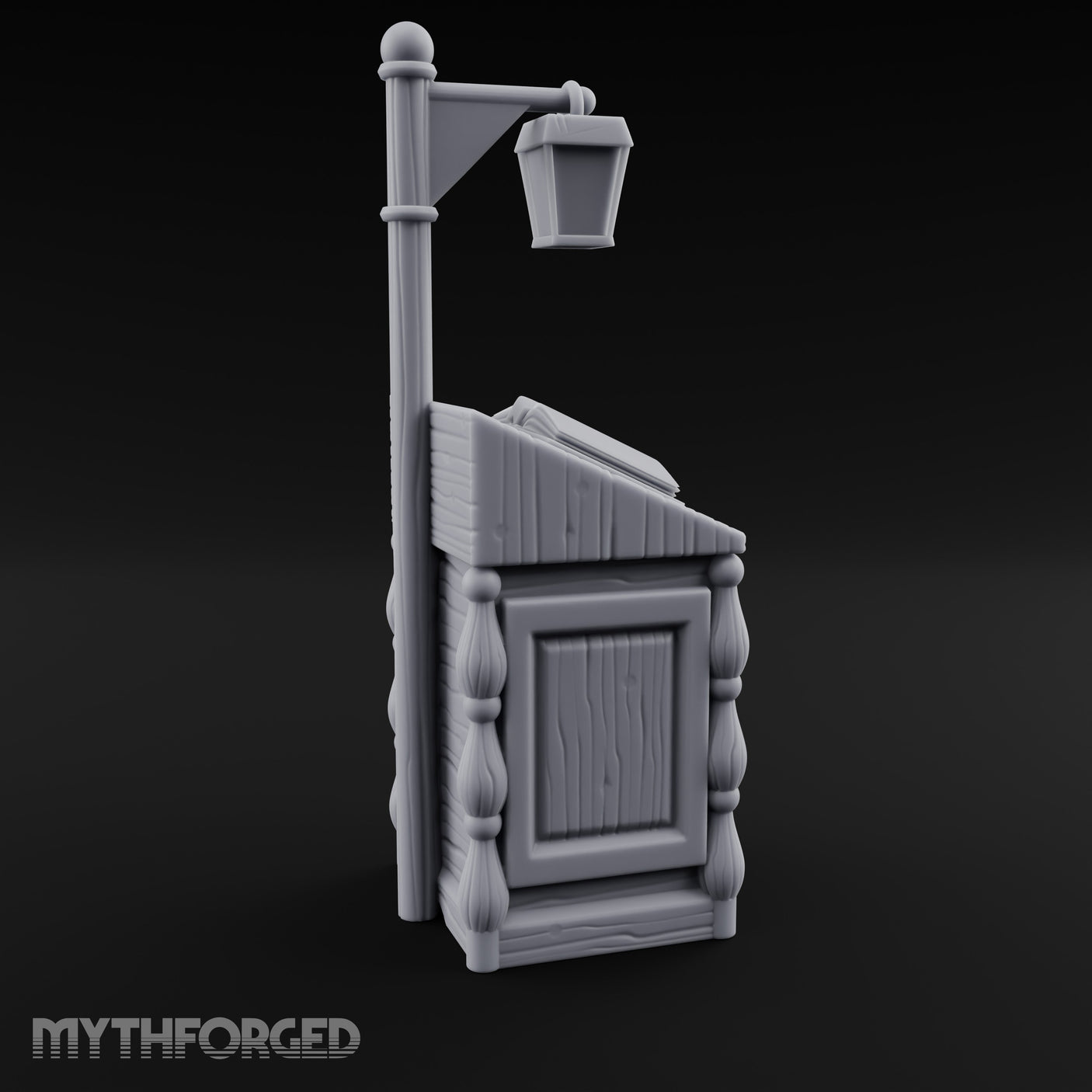 Lamp-Posted Open-Booked Noble Bedside Cabinet Miniature for Dungeons and Dragons, Pathfinder or other TTRPGs