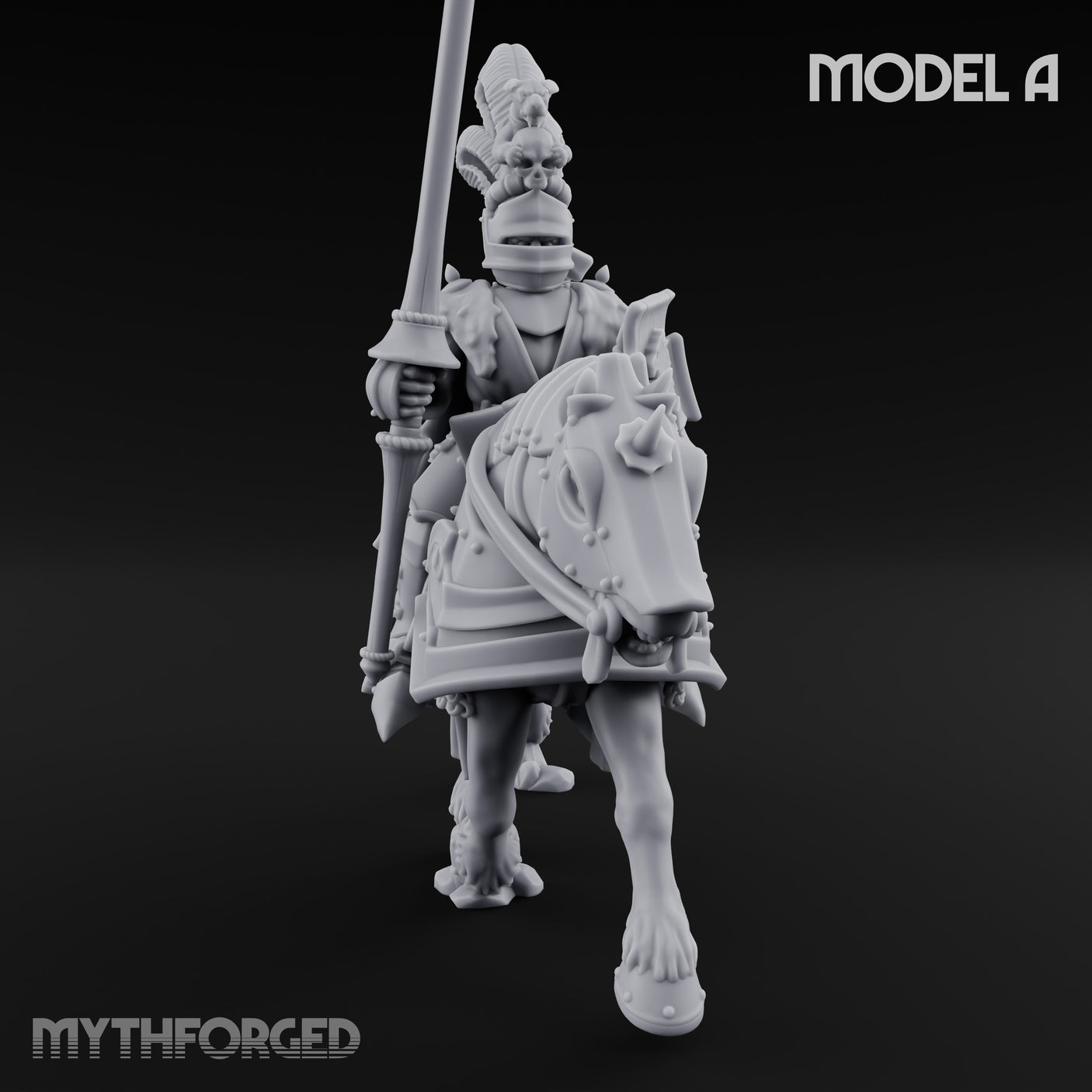 Lance And Sword Charging Human Knight on Horseback A Miniature for Dungeons and Dragons, Pathfinder or other TTRPGs