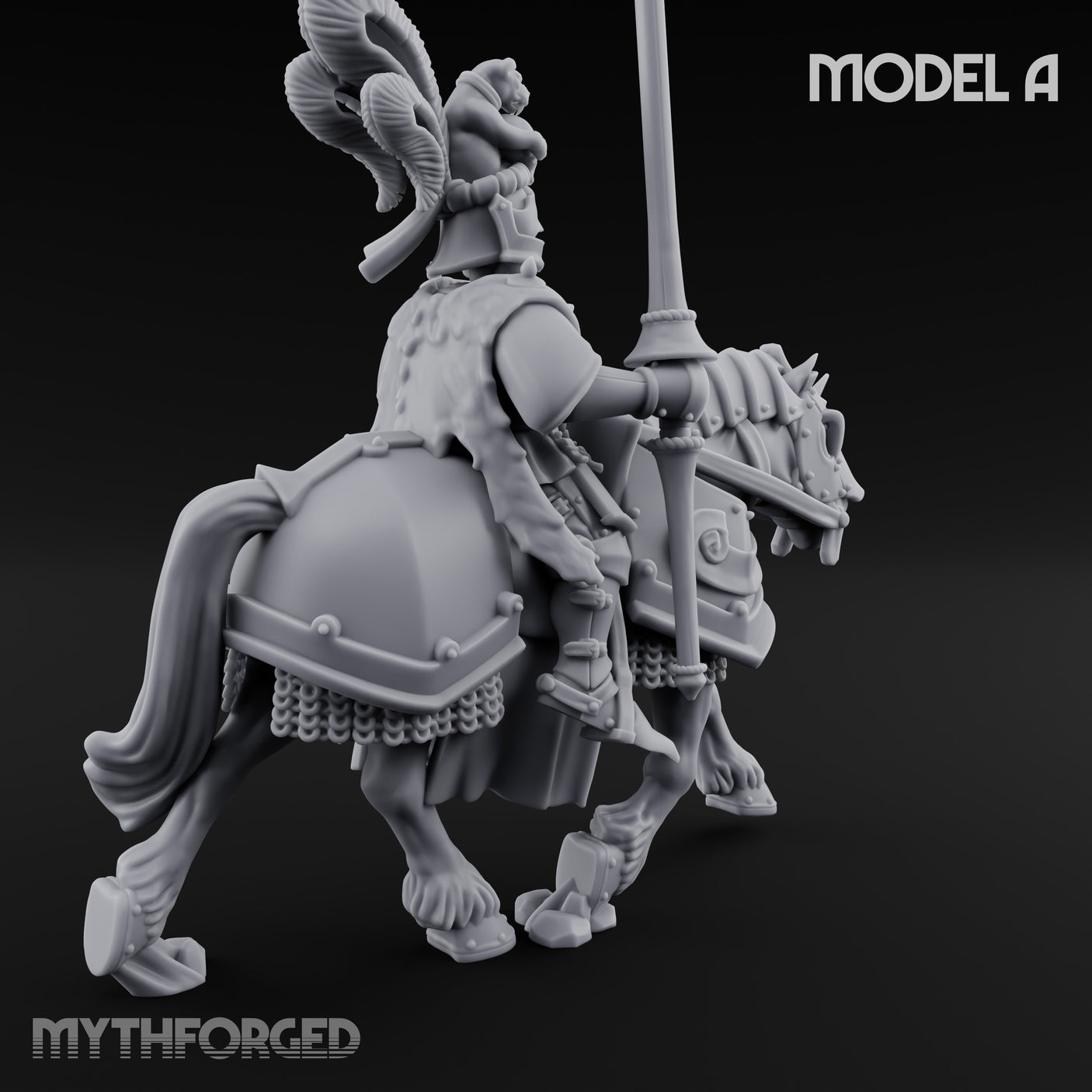 Lance And Sword Charging Human Knight on Horseback A Miniature for Dungeons and Dragons, Pathfinder or other TTRPGs