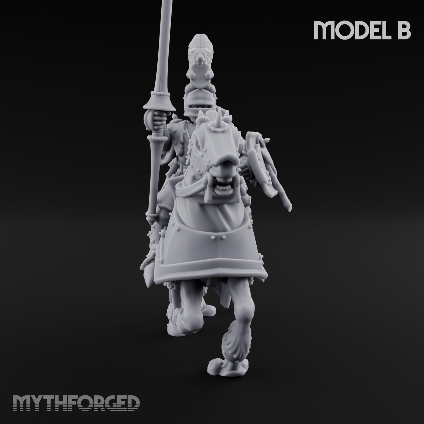 Lance And Sword Charging Human Knight on Horseback B Miniature for Dungeons and Dragons, Pathfinder or other TTRPGs