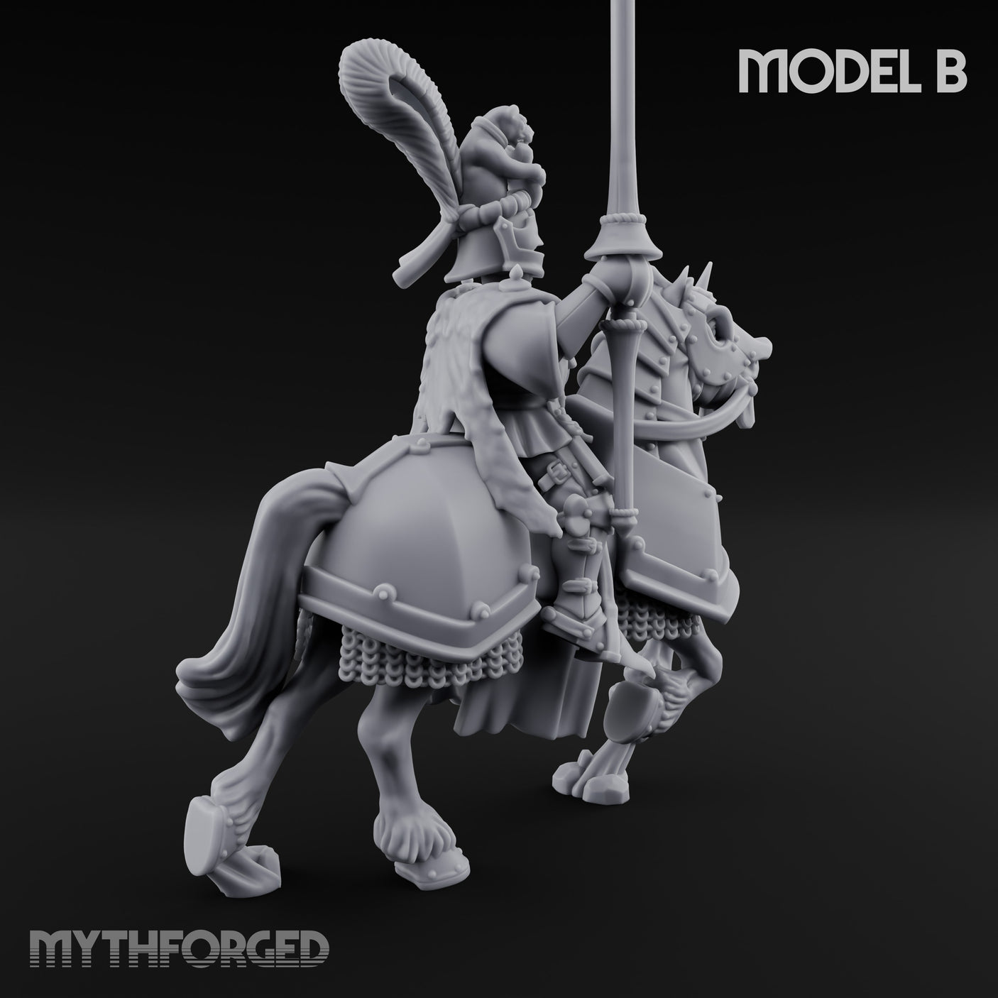 Lance And Sword Charging Human Knight on Horseback B Miniature for Dungeons and Dragons, Pathfinder or other TTRPGs