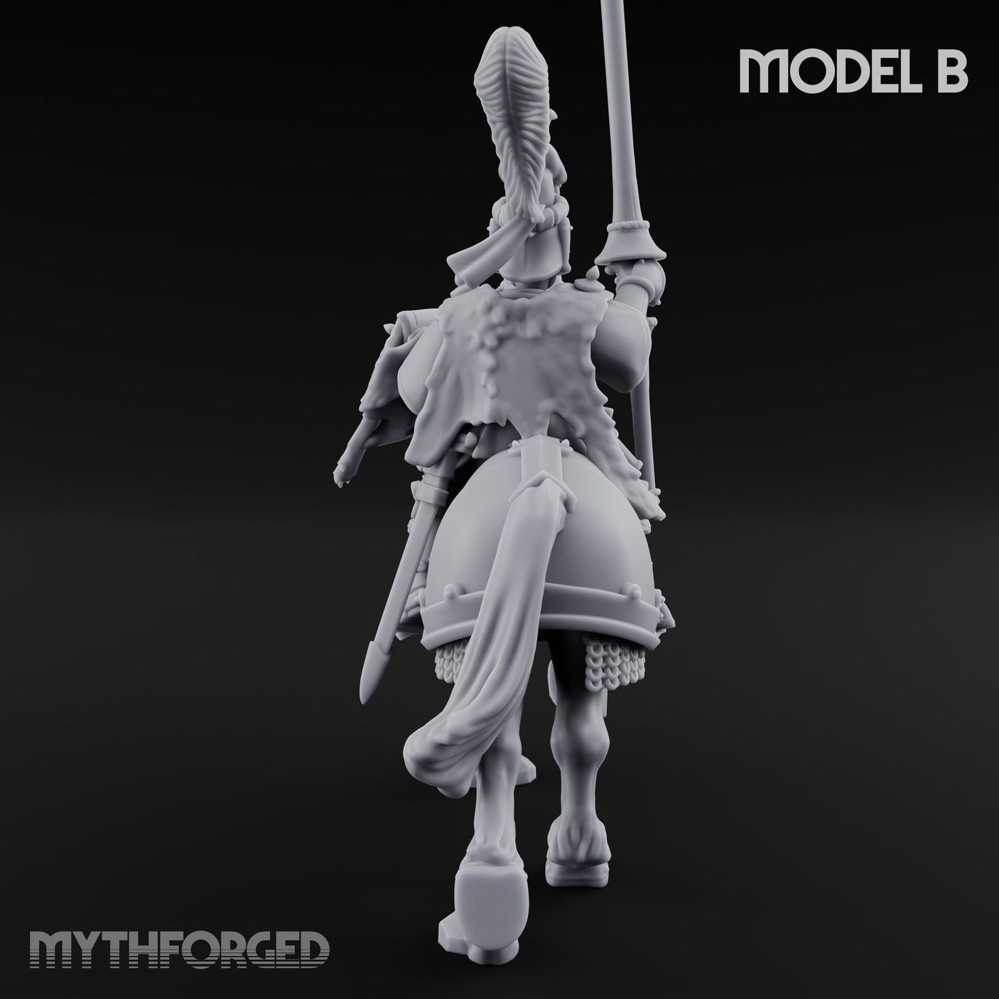 Lance And Sword Charging Human Knight on Horseback B Miniature for Dungeons and Dragons, Pathfinder or other TTRPGs