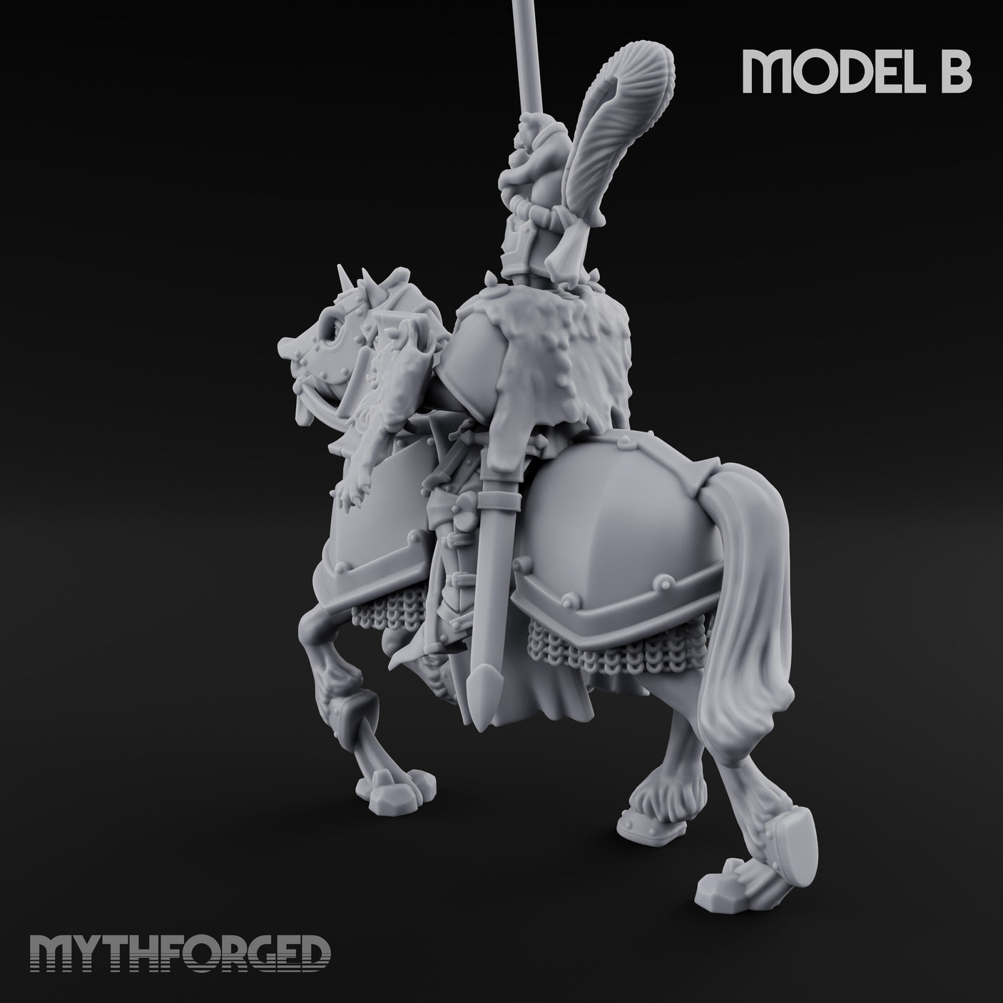 Lance And Sword Charging Human Knight on Horseback B Miniature for Dungeons and Dragons, Pathfinder or other TTRPGs