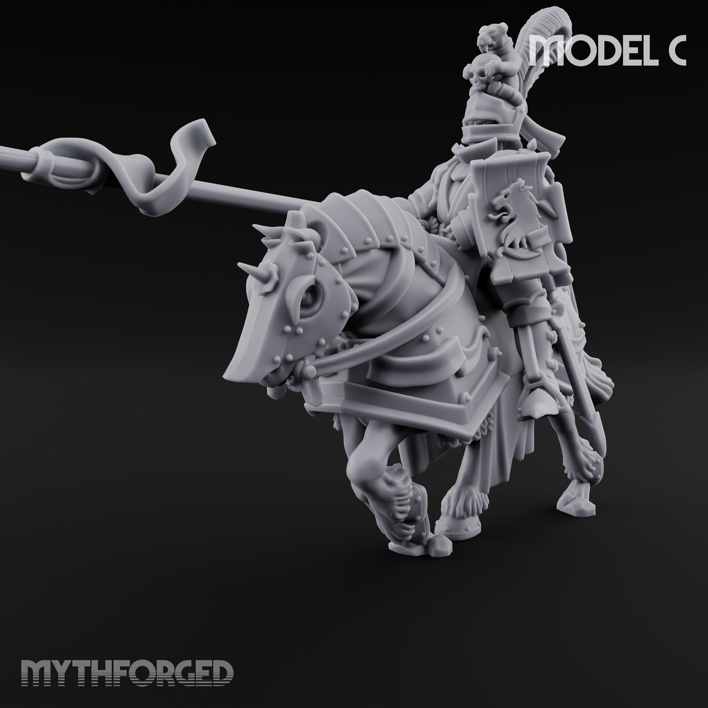 Lance And Sword Charging Human Knight on Horseback C Miniature for Dungeons and Dragons, Pathfinder or other TTRPGs
