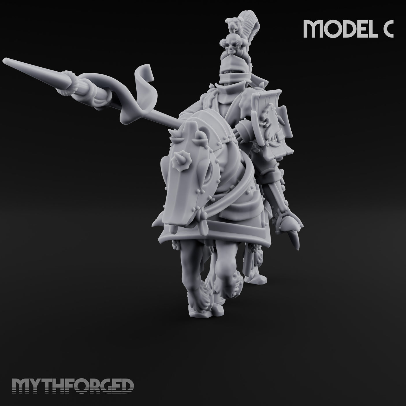 Lance And Sword Charging Human Knight on Horseback C Miniature for Dungeons and Dragons, Pathfinder or other TTRPGs