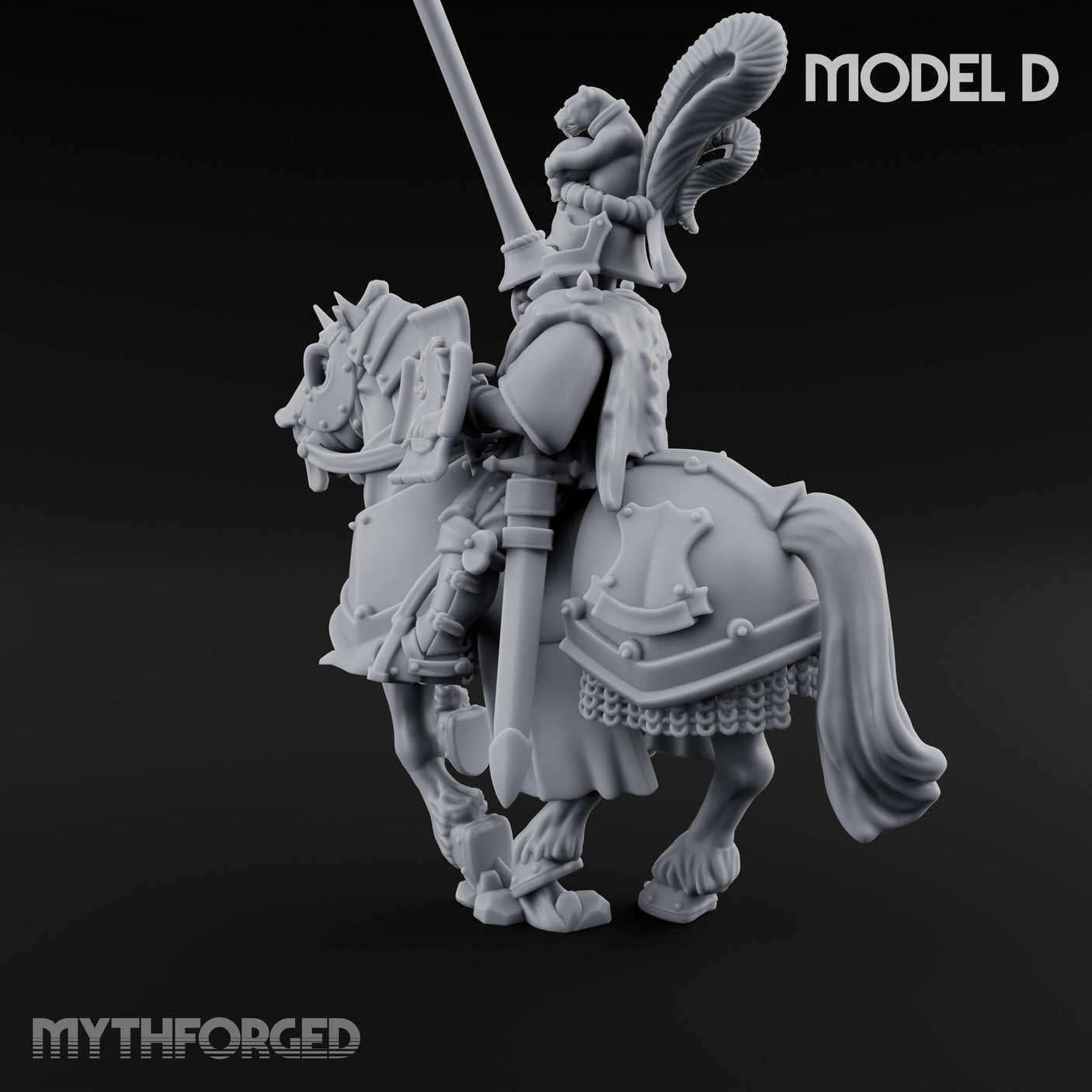 Lance And Sword Charging Human Knight on Horseback D Miniature for Dungeons and Dragons, Pathfinder or other TTRPGs