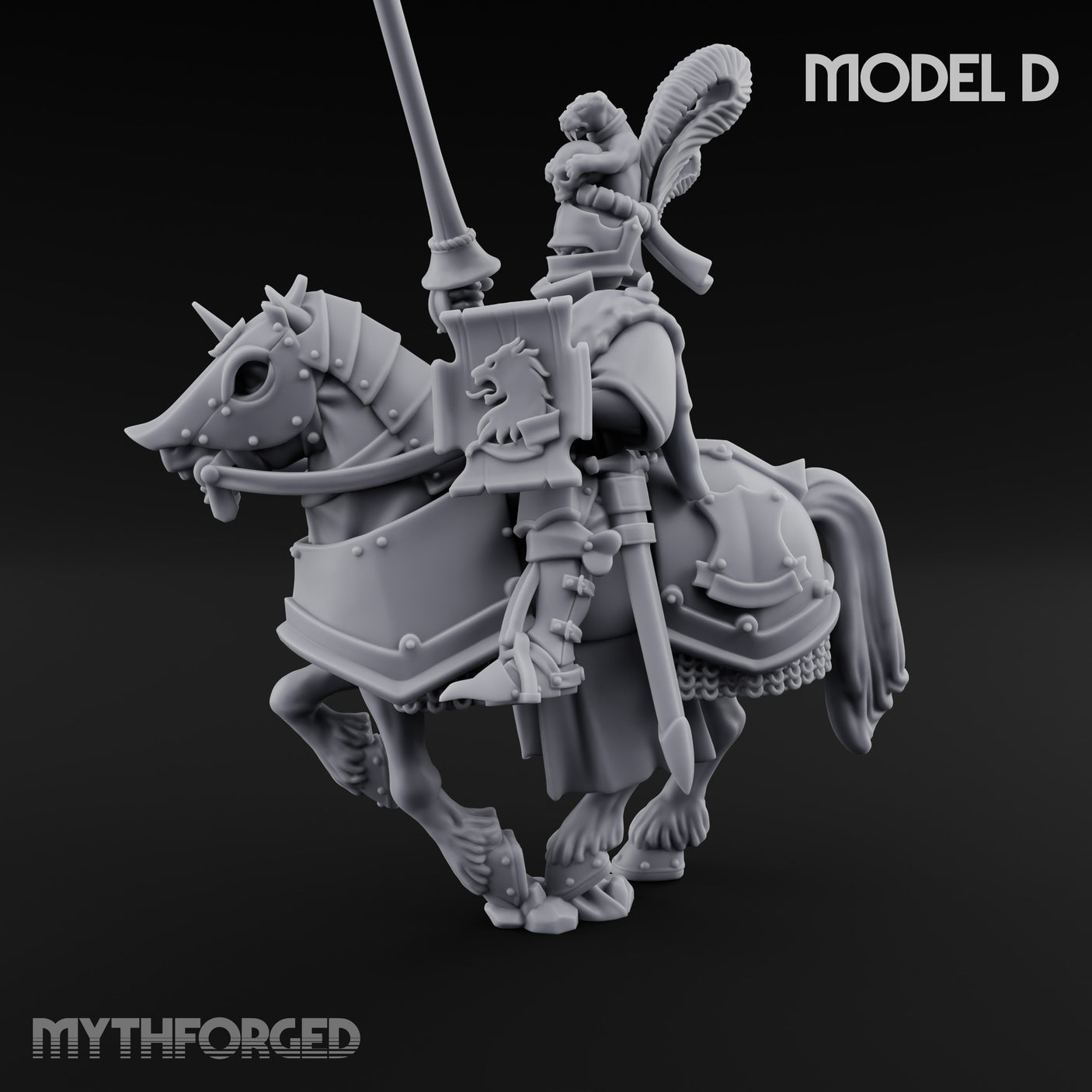 Lance And Sword Charging Human Knight on Horseback D Miniature for Dungeons and Dragons, Pathfinder or other TTRPGs