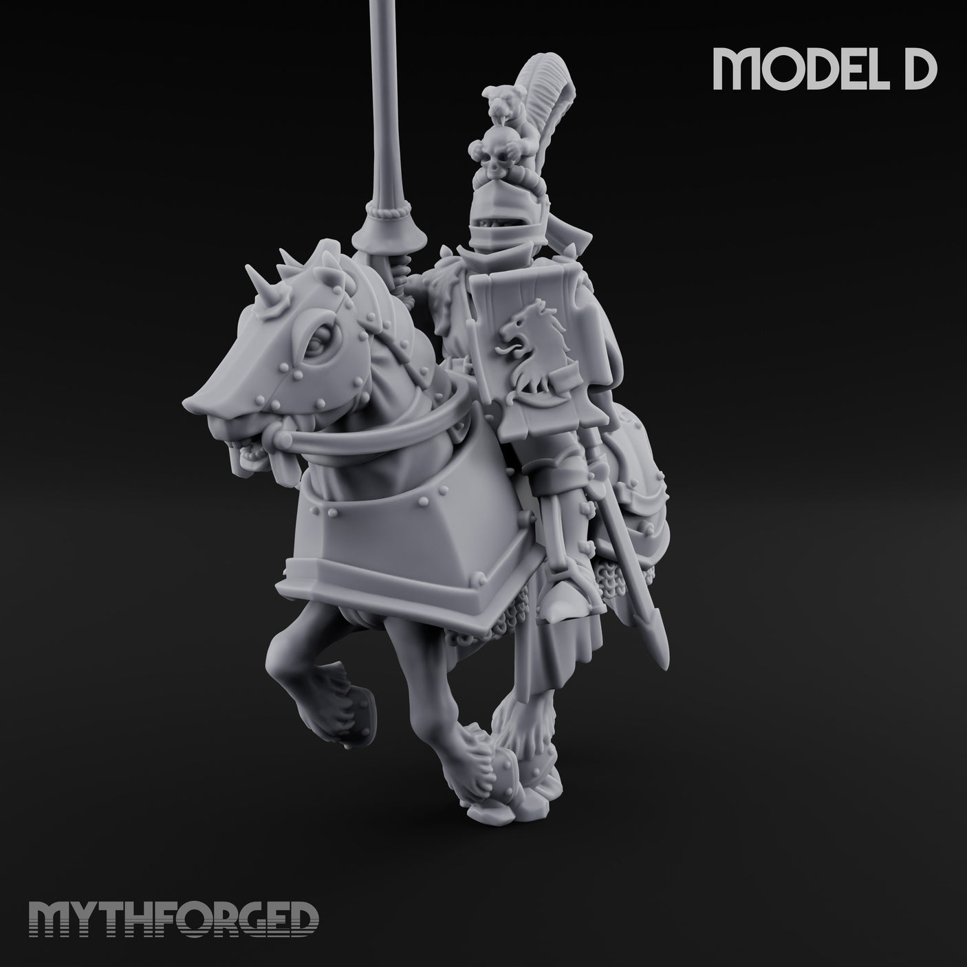 Lance And Sword Charging Human Knight on Horseback D Miniature for Dungeons and Dragons, Pathfinder or other TTRPGs