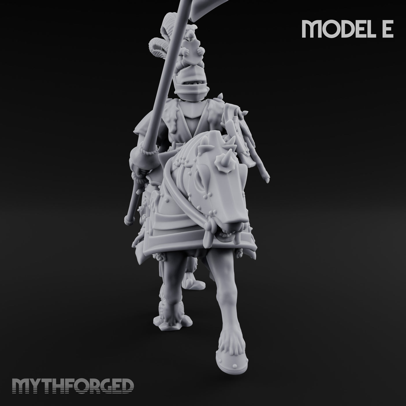 Lance And Sword Charging Human Knight on Horseback E Miniature for Dungeons and Dragons, Pathfinder or other TTRPGs