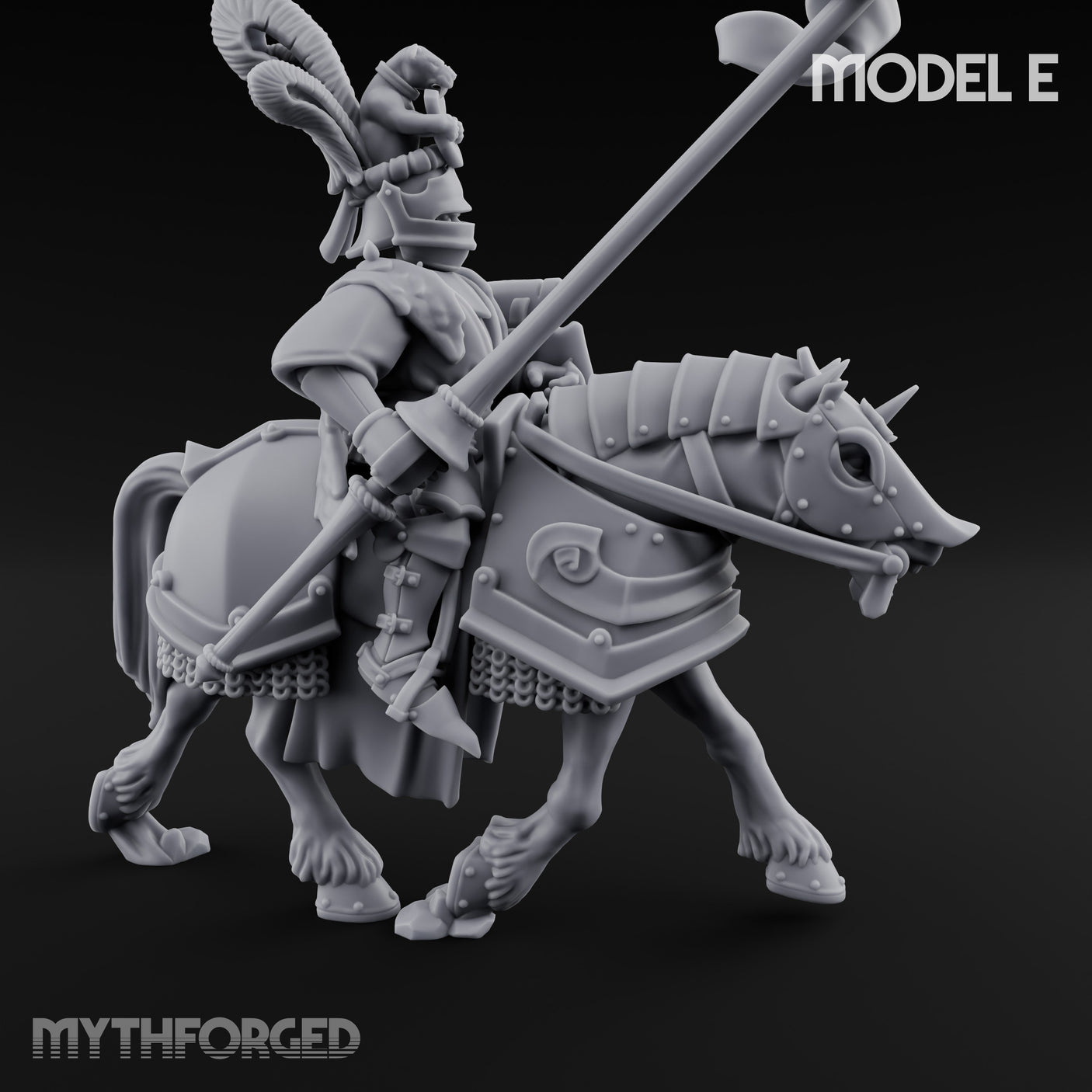 Lance And Sword Charging Human Knight on Horseback E Miniature for Dungeons and Dragons, Pathfinder or other TTRPGs