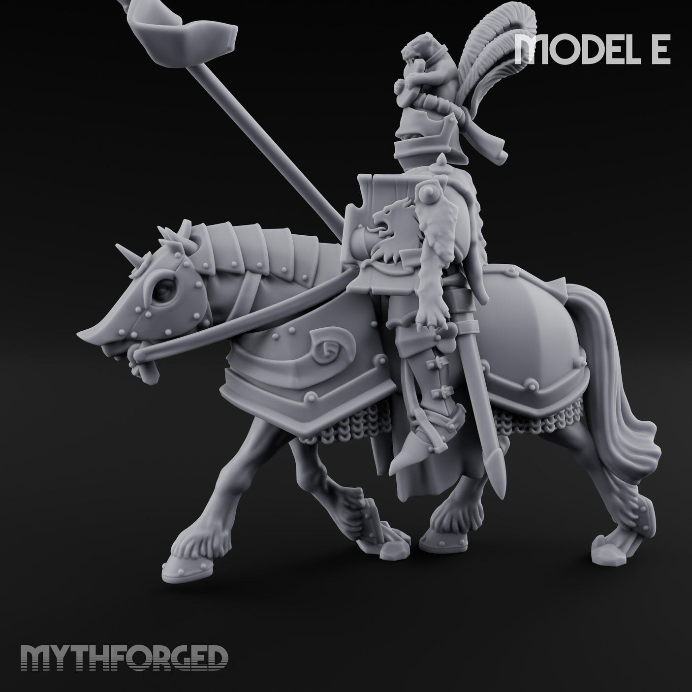 Lance And Sword Charging Human Knight on Horseback E Miniature for Dungeons and Dragons, Pathfinder or other TTRPGs