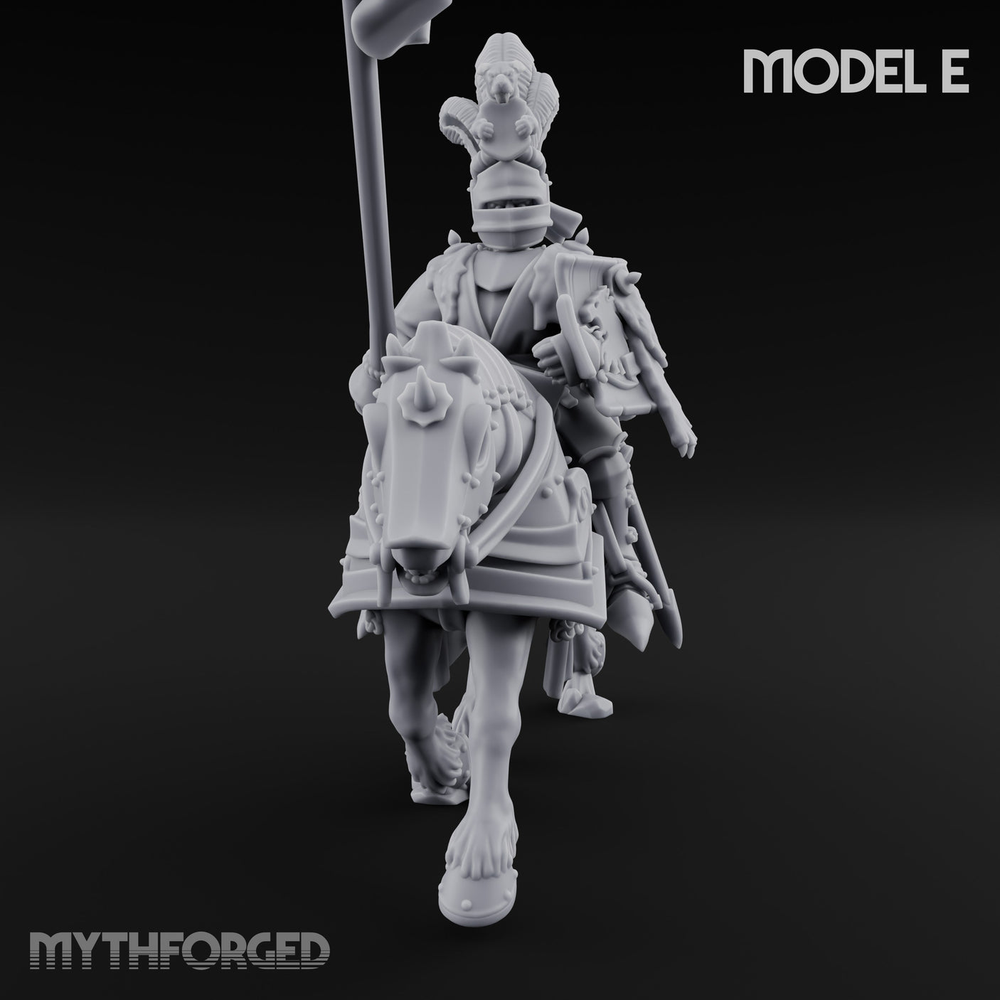 Lance And Sword Charging Human Knight on Horseback E Miniature for Dungeons and Dragons, Pathfinder or other TTRPGs