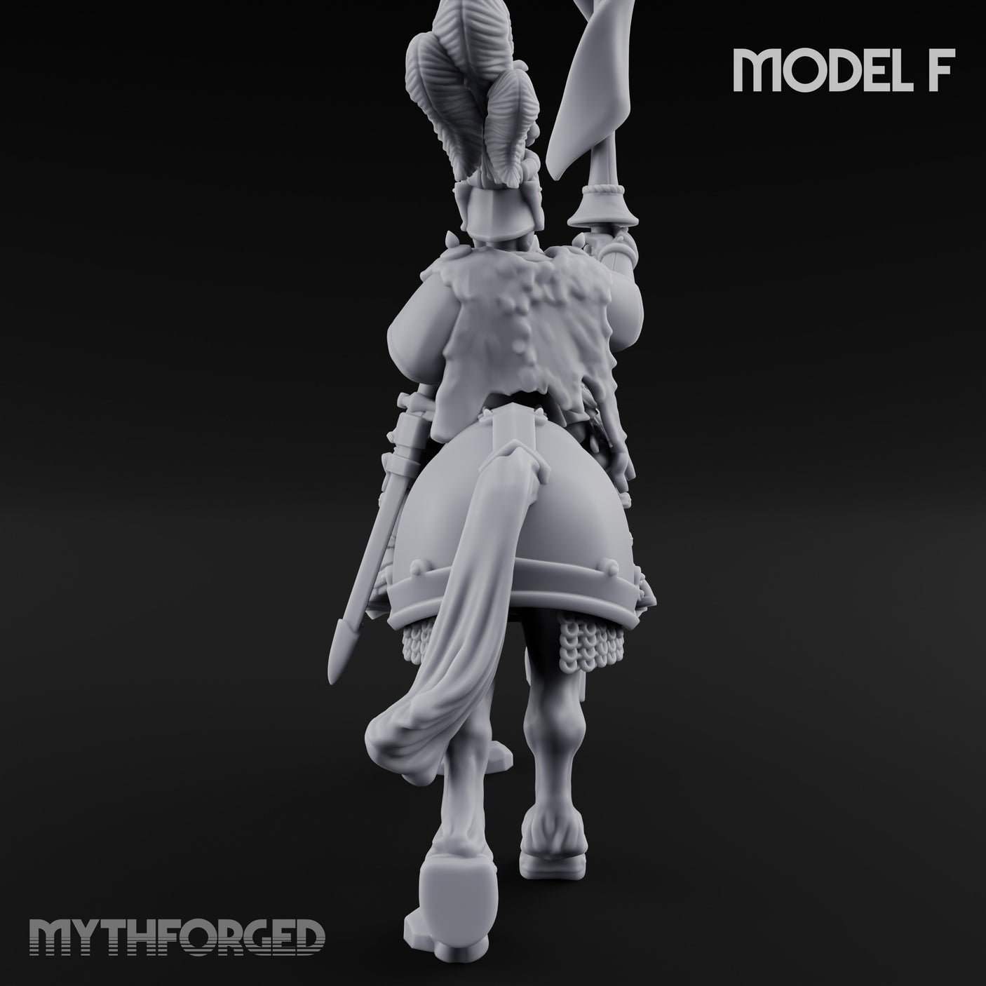 Lance And Sword Charging Human Knight on Horseback F Miniature for Dungeons and Dragons, Pathfinder or other TTRPGs