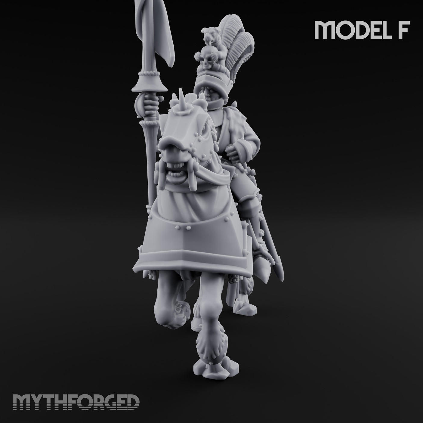 Lance And Sword Charging Human Knight on Horseback F Miniature for Dungeons and Dragons, Pathfinder or other TTRPGs