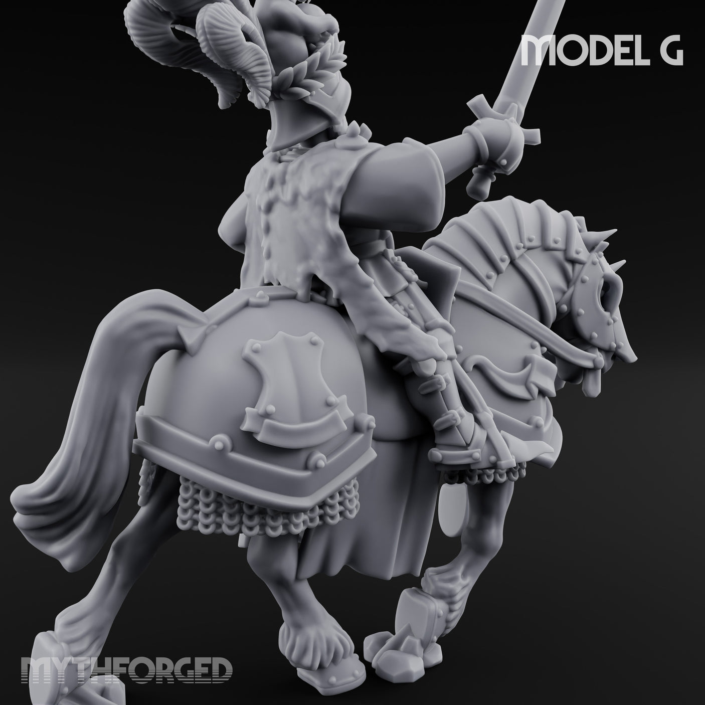 Lance And Sword Charging Human Knight on Horseback G Miniature for Dungeons and Dragons, Pathfinder or other TTRPGs