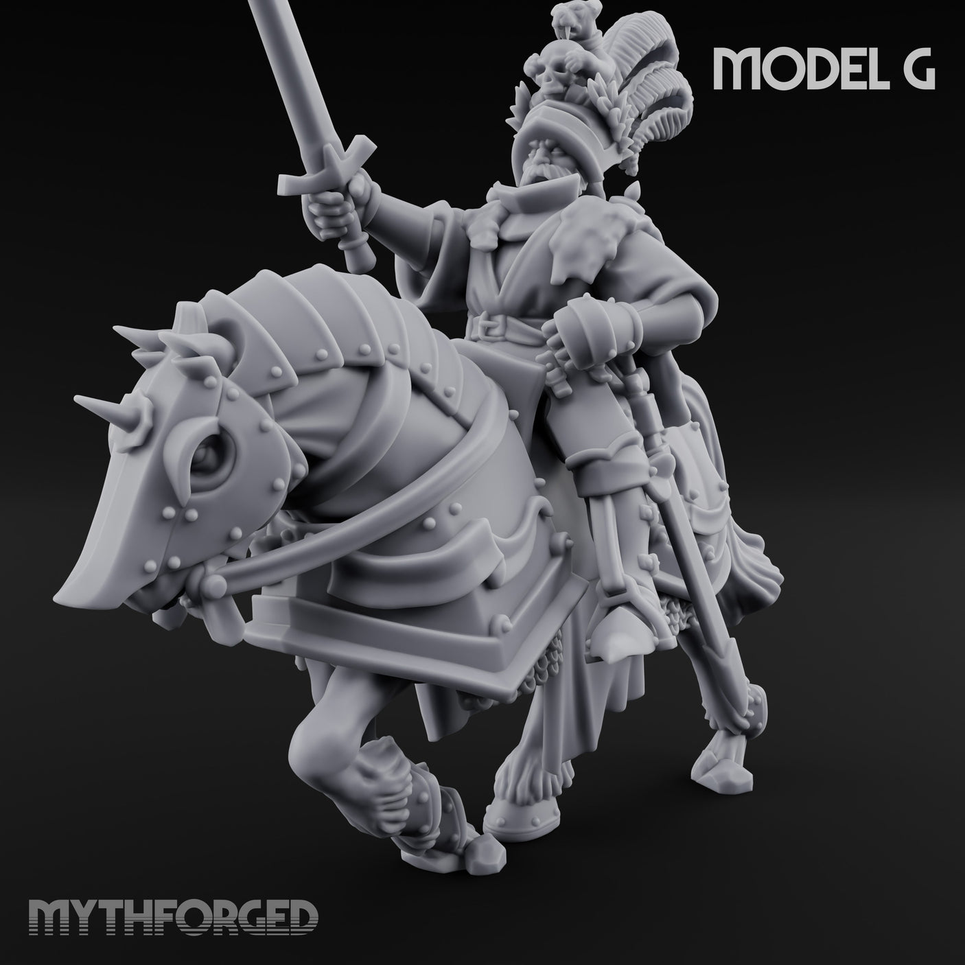 Lance And Sword Charging Human Knight on Horseback G Miniature for Dungeons and Dragons, Pathfinder or other TTRPGs