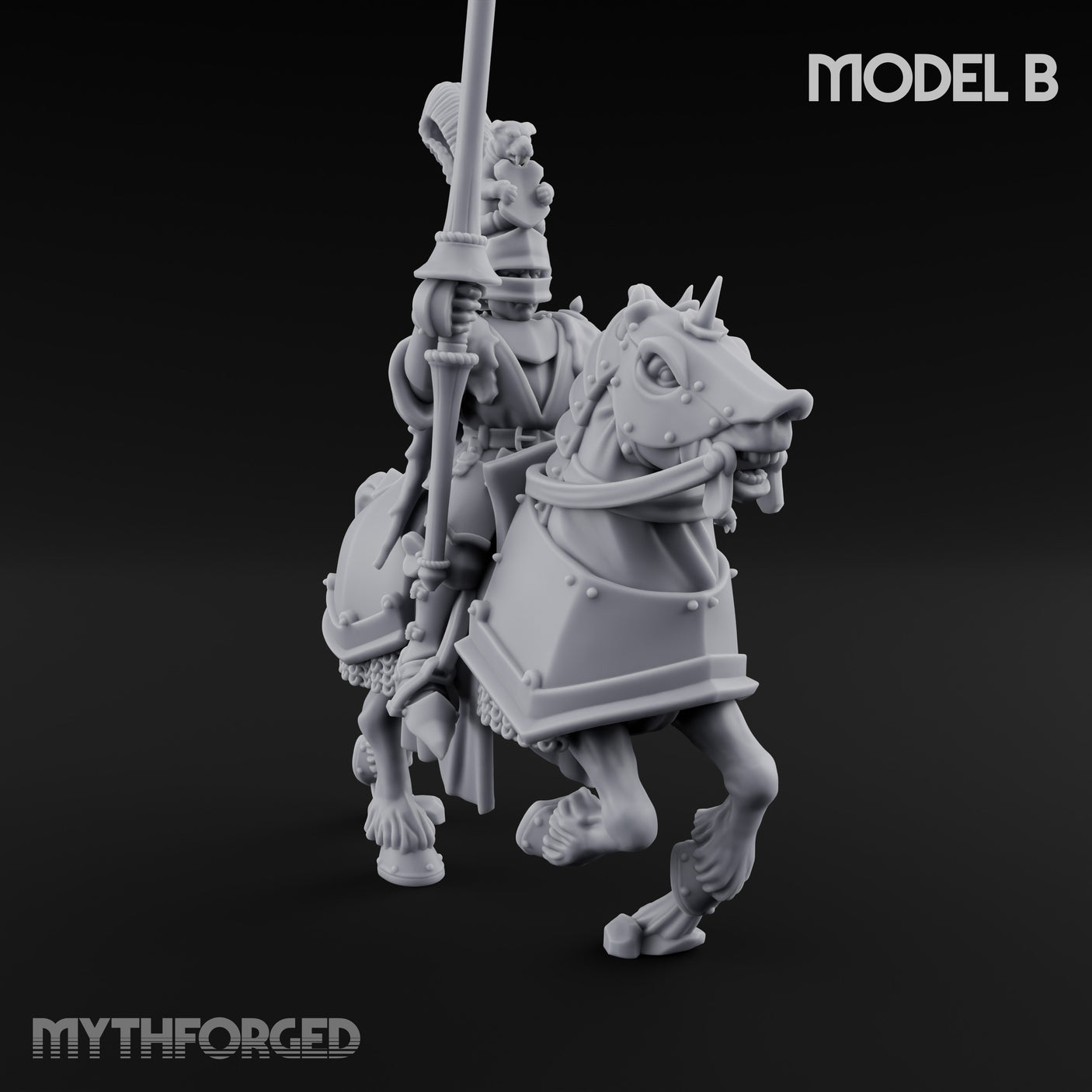 Lance And Sword Charging Human Knights on Horseback Miniature for Dungeons and Dragons, Pathfinder or other TTRPGs
