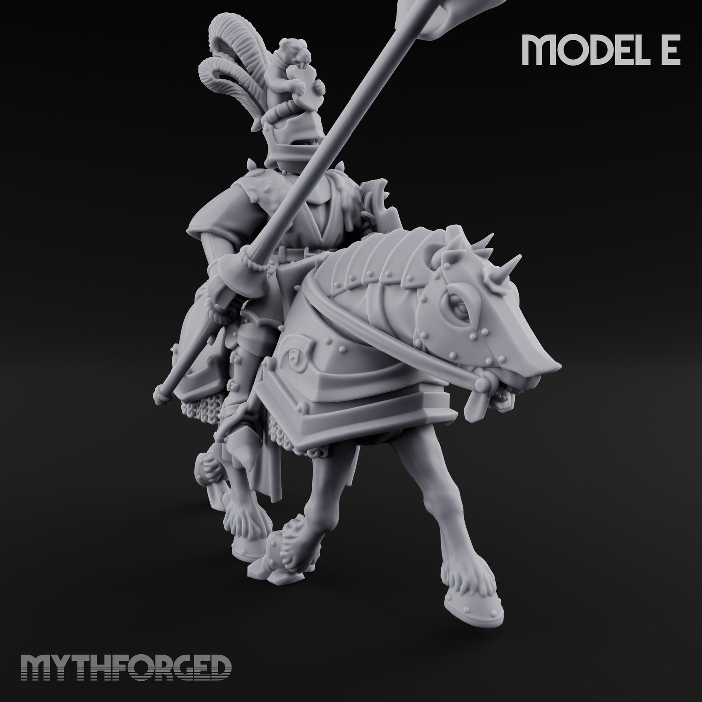 Lance And Sword Charging Human Knights on Horseback Miniature for Dungeons and Dragons, Pathfinder or other TTRPGs