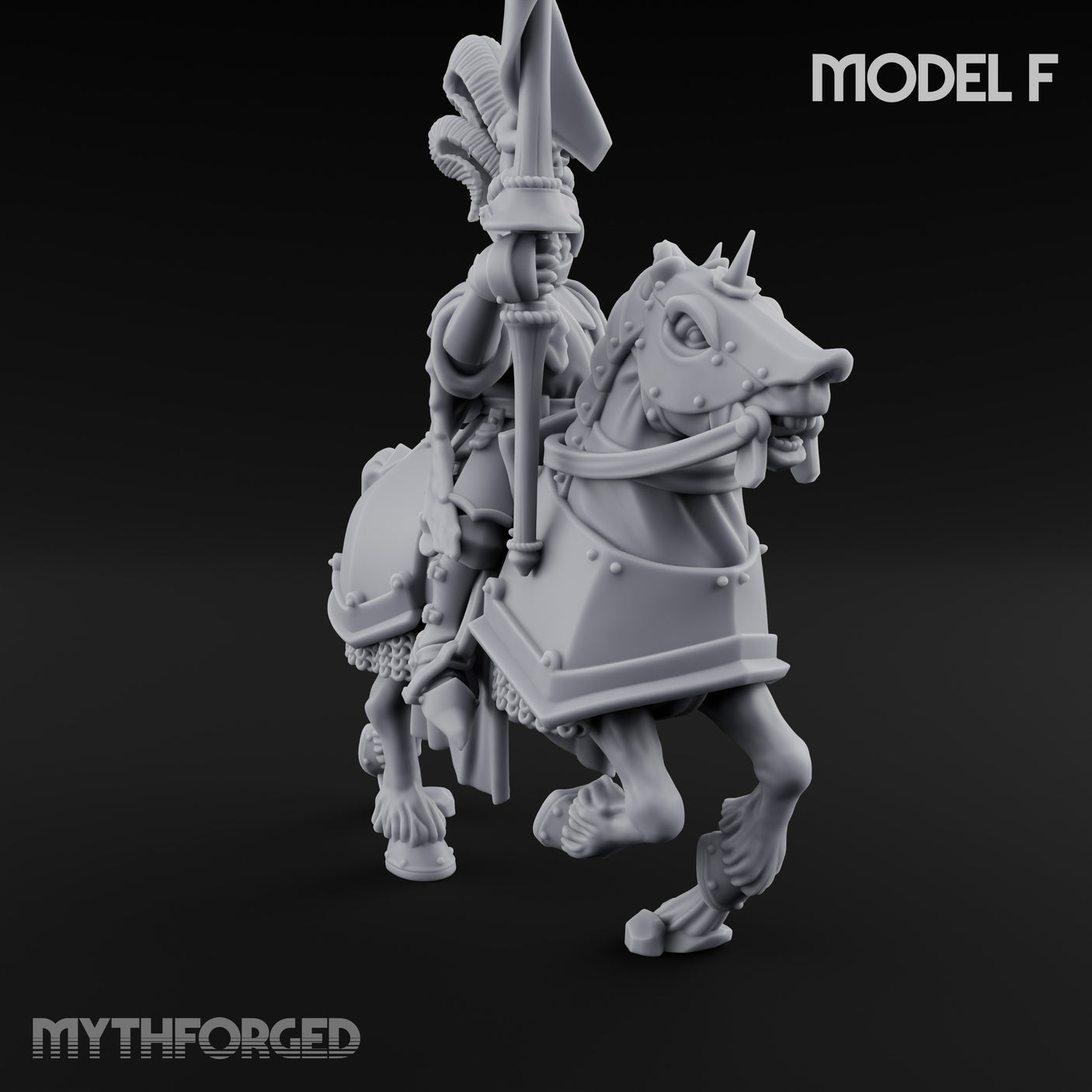 Lance And Sword Charging Human Knights on Horseback Miniature for Dungeons and Dragons, Pathfinder or other TTRPGs