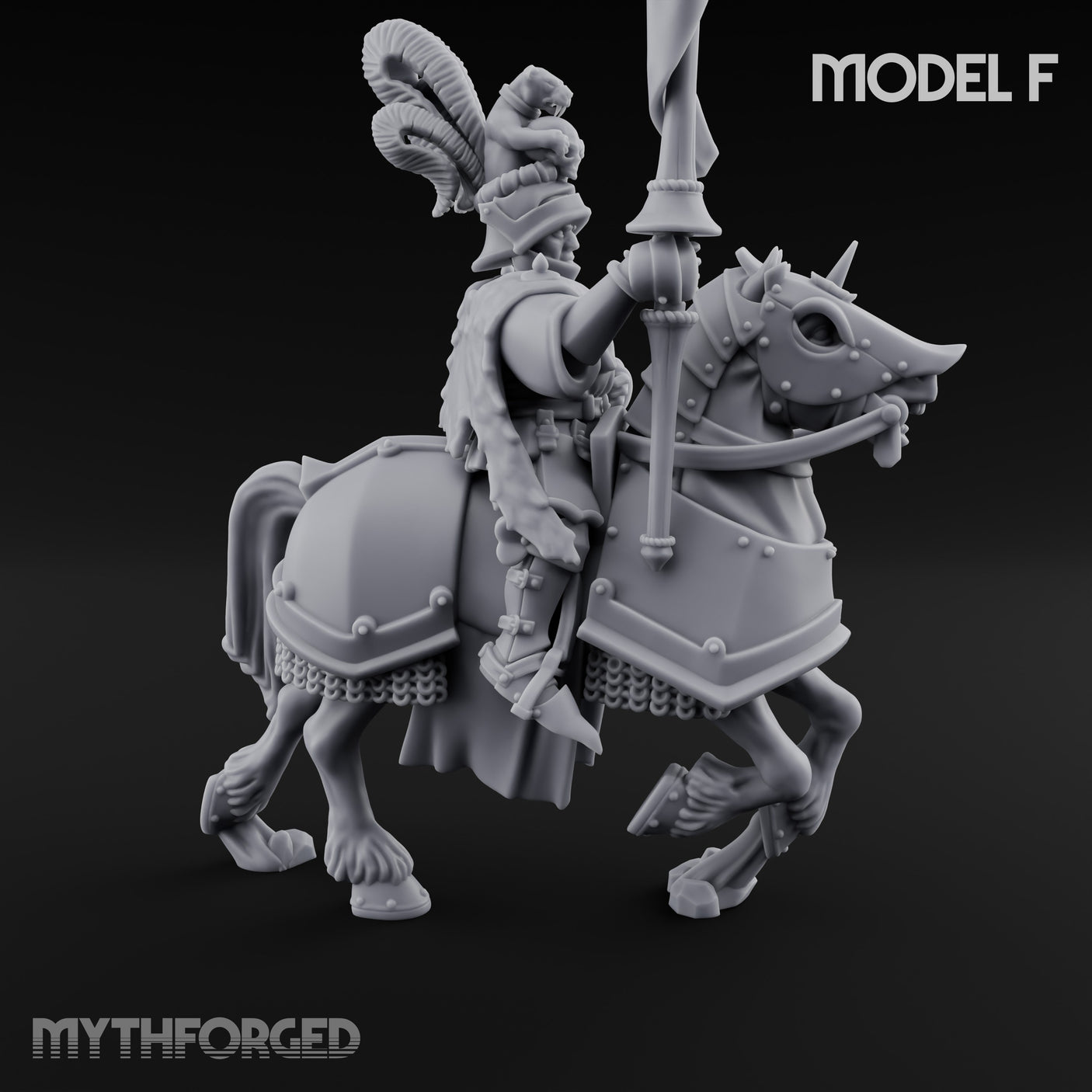 Lance And Sword Charging Human Knights on Horseback Miniature for Dungeons and Dragons, Pathfinder or other TTRPGs