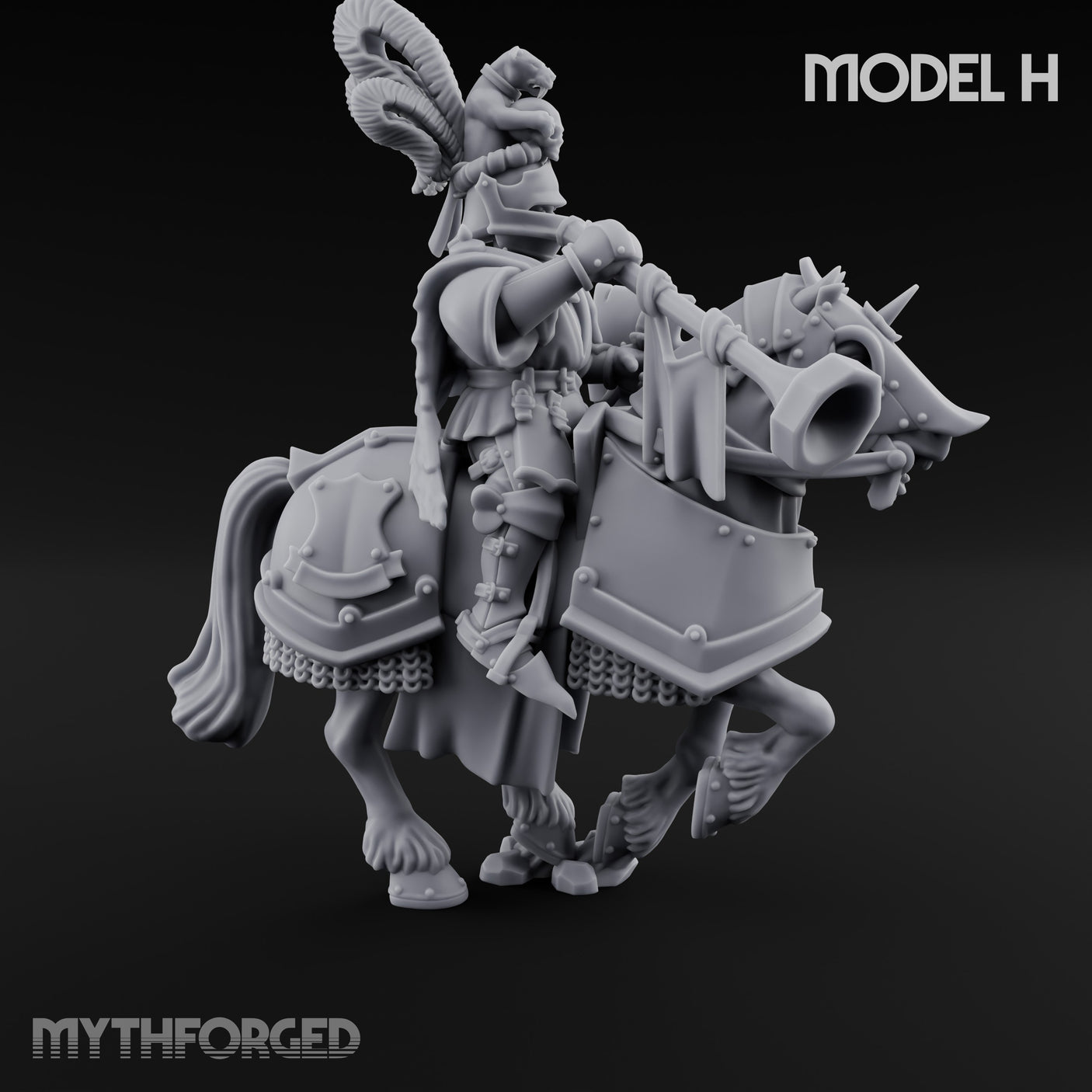 Lance And Sword Charging Human Knights on Horseback Miniature for Dungeons and Dragons, Pathfinder or other TTRPGs