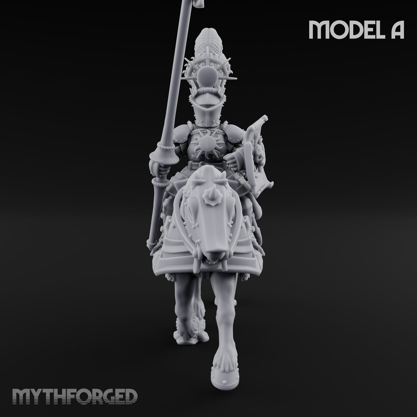 Lance Bearing Plumed Helmed Human Knight on Horseback A Miniature for Dungeons and Dragons, Pathfinder or other TTRPGs