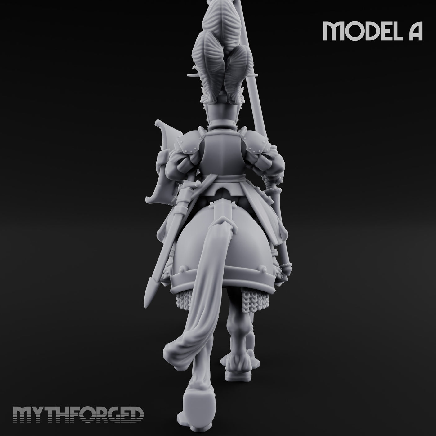 Lance Bearing Plumed Helmed Human Knight on Horseback A Miniature for Dungeons and Dragons, Pathfinder or other TTRPGs