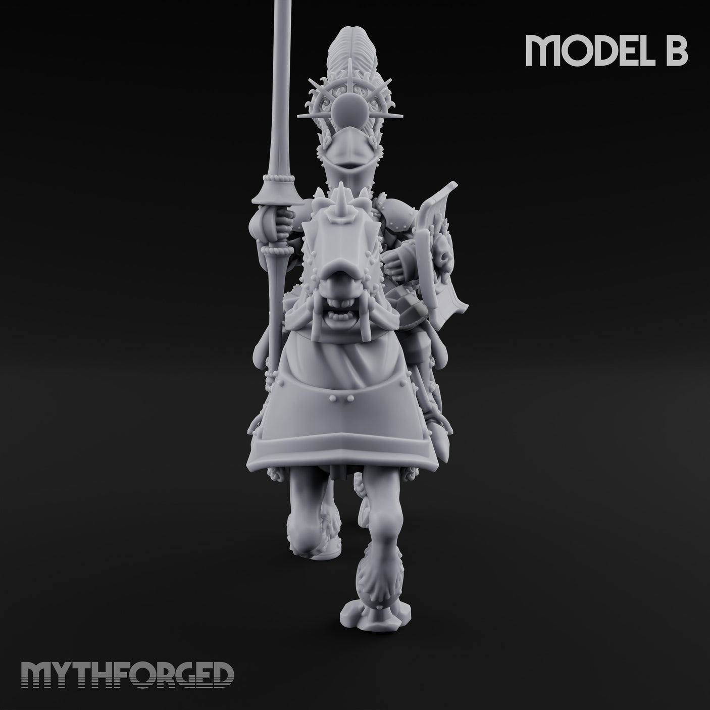 Lance Bearing Plumed Helmed Human Knight on Horseback B Miniature for Dungeons and Dragons, Pathfinder or other TTRPGs