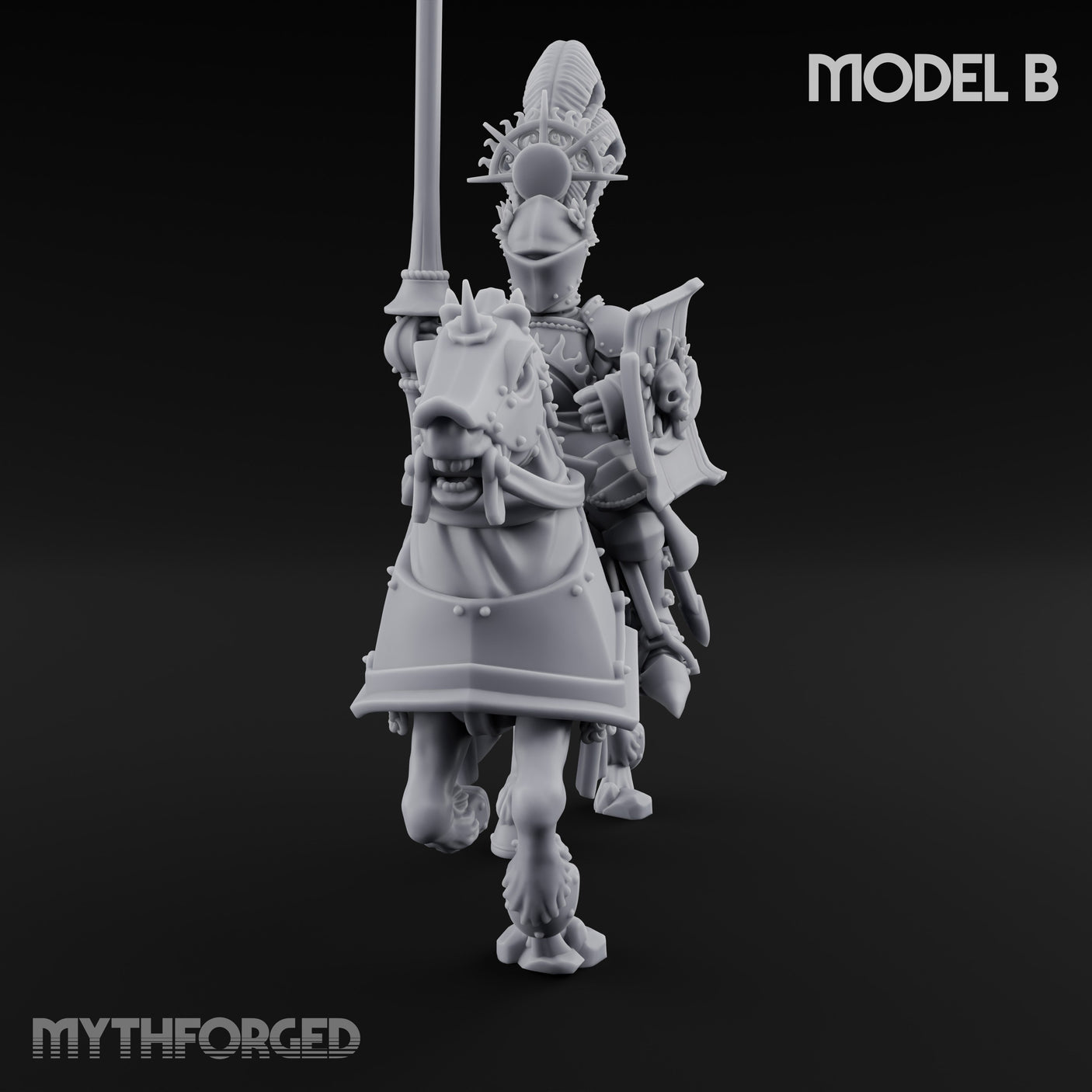 Lance Bearing Plumed Helmed Human Knight on Horseback B Miniature for Dungeons and Dragons, Pathfinder or other TTRPGs