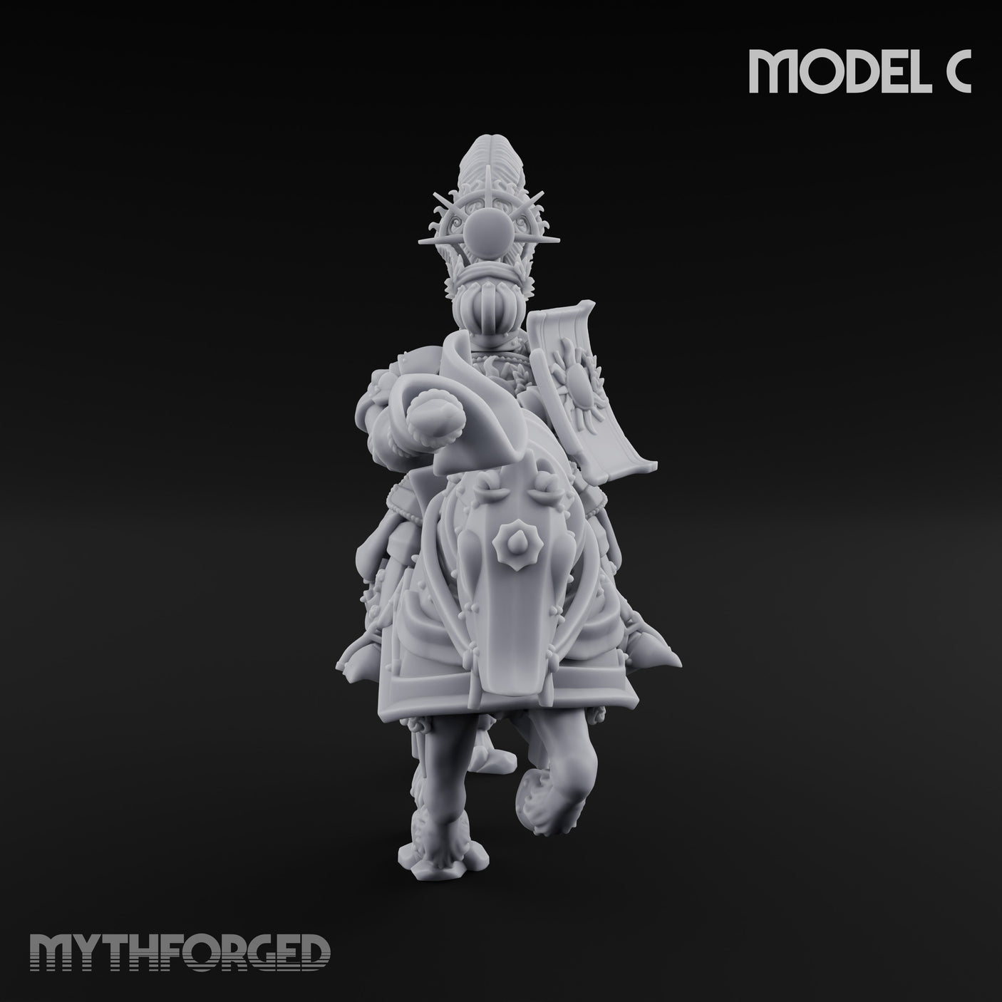 Lance Bearing Plumed Helmed Human Knight on Horseback C Miniature for Dungeons and Dragons, Pathfinder or other TTRPGs