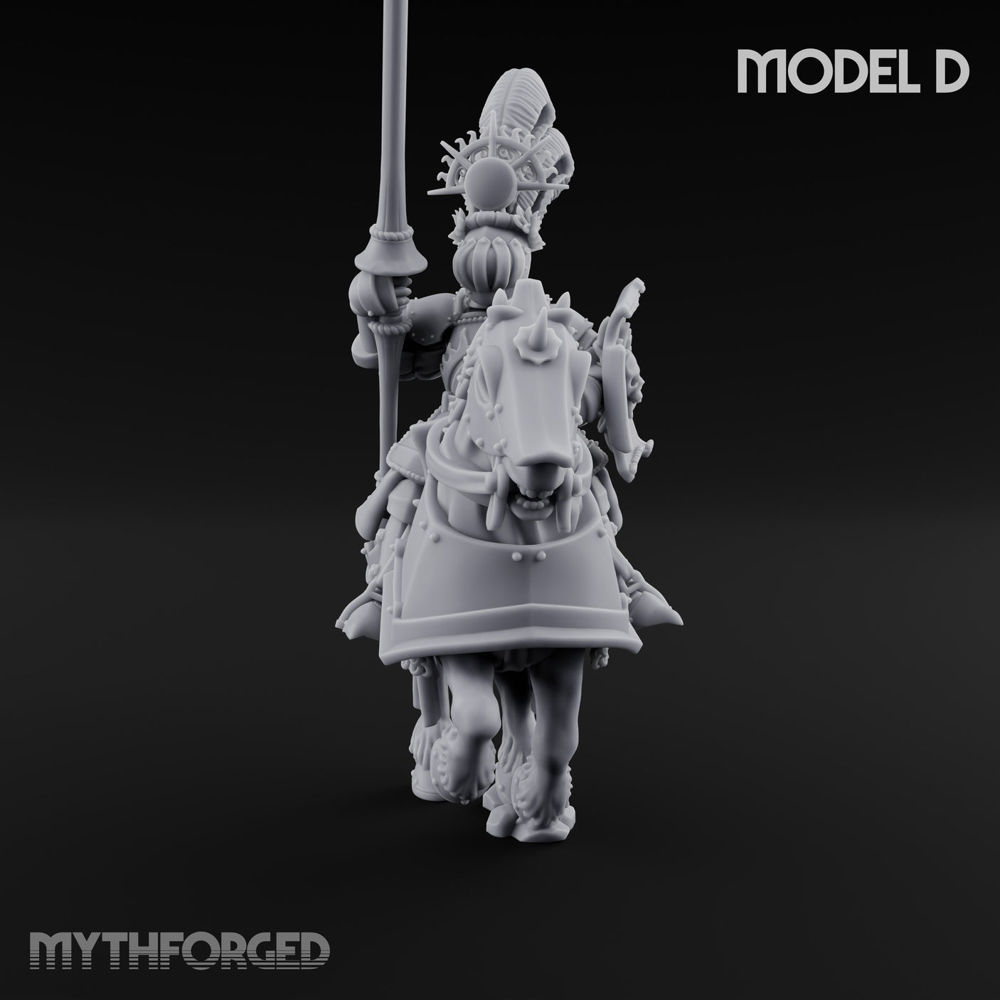 Lance Bearing Plumed Helmed Human Knight on Horseback D Miniature for Dungeons and Dragons, Pathfinder or other TTRPGs