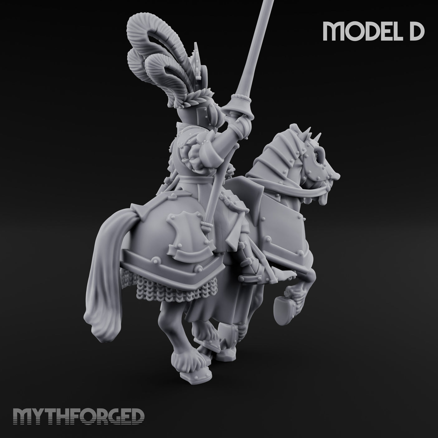 Lance Bearing Plumed Helmed Human Knight on Horseback D Miniature for Dungeons and Dragons, Pathfinder or other TTRPGs