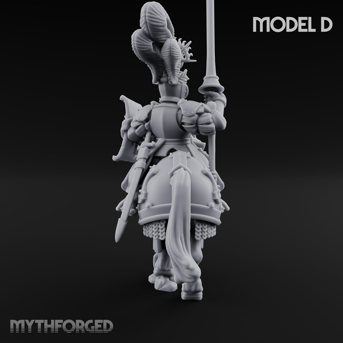Lance Bearing Plumed Helmed Human Knight on Horseback D Miniature for Dungeons and Dragons, Pathfinder or other TTRPGs