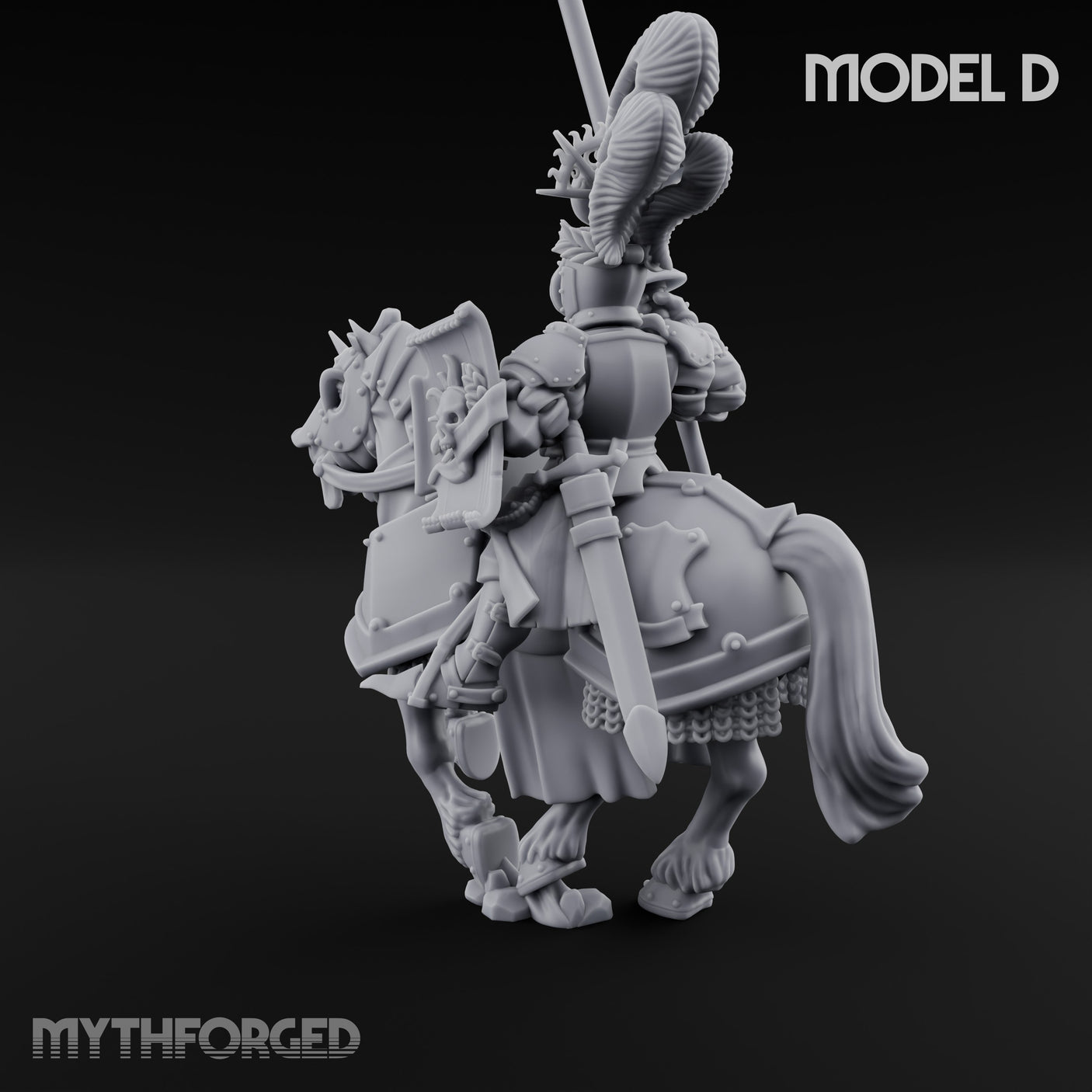 Lance Bearing Plumed Helmed Human Knight on Horseback D Miniature for Dungeons and Dragons, Pathfinder or other TTRPGs