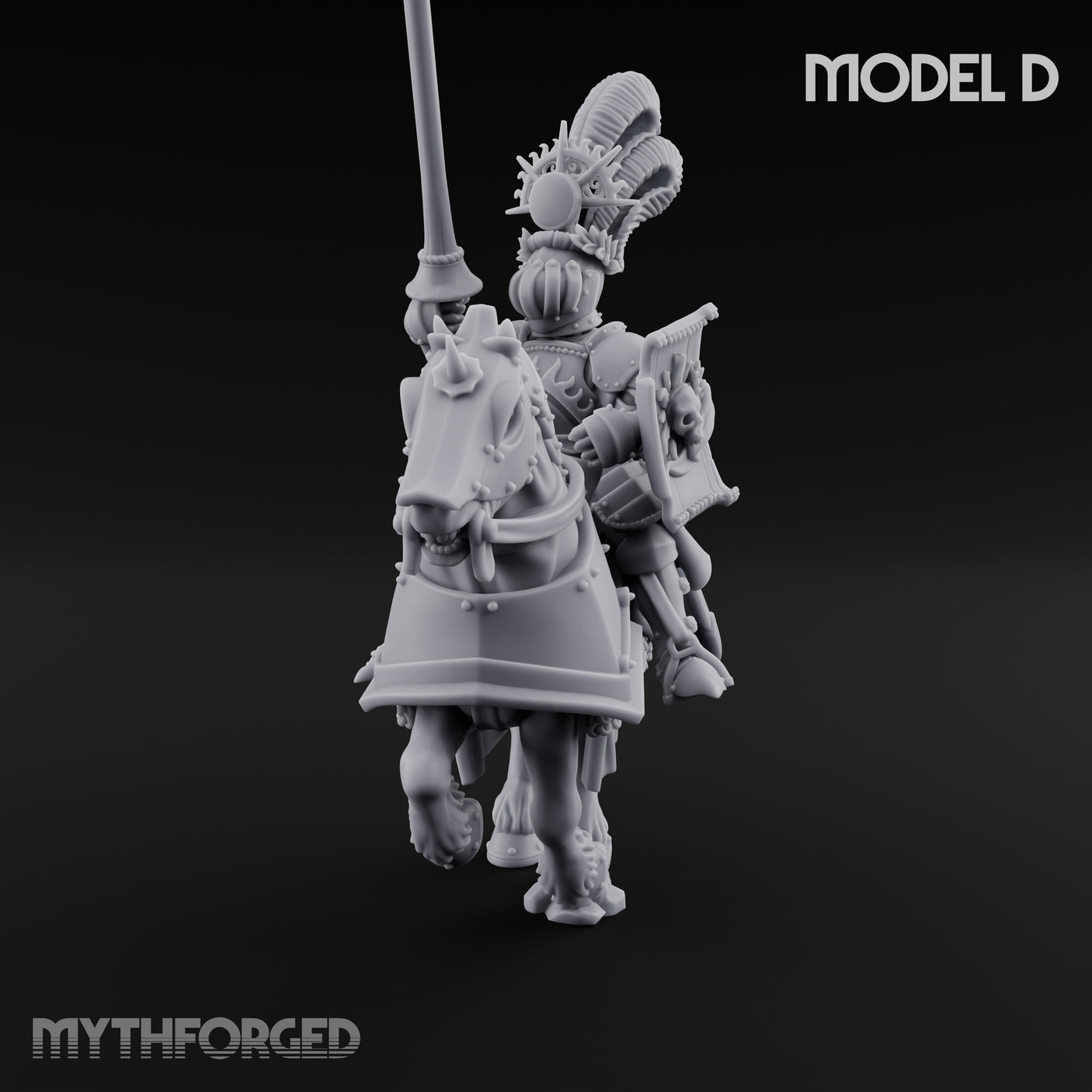 Lance Bearing Plumed Helmed Human Knight on Horseback D Miniature for Dungeons and Dragons, Pathfinder or other TTRPGs