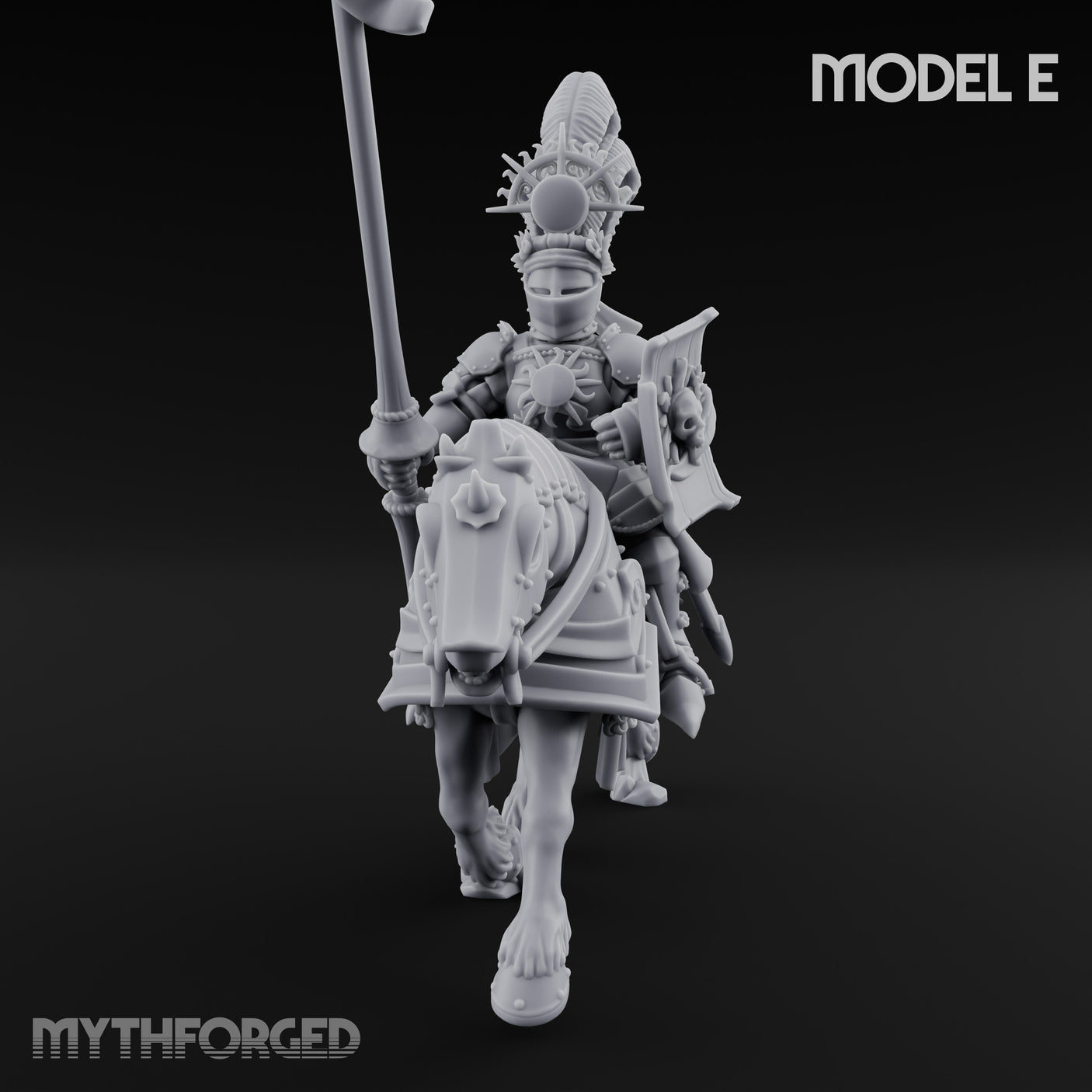 Lance Bearing Plumed Helmed Human Knight on Horseback E Miniature for Dungeons and Dragons, Pathfinder or other TTRPGs