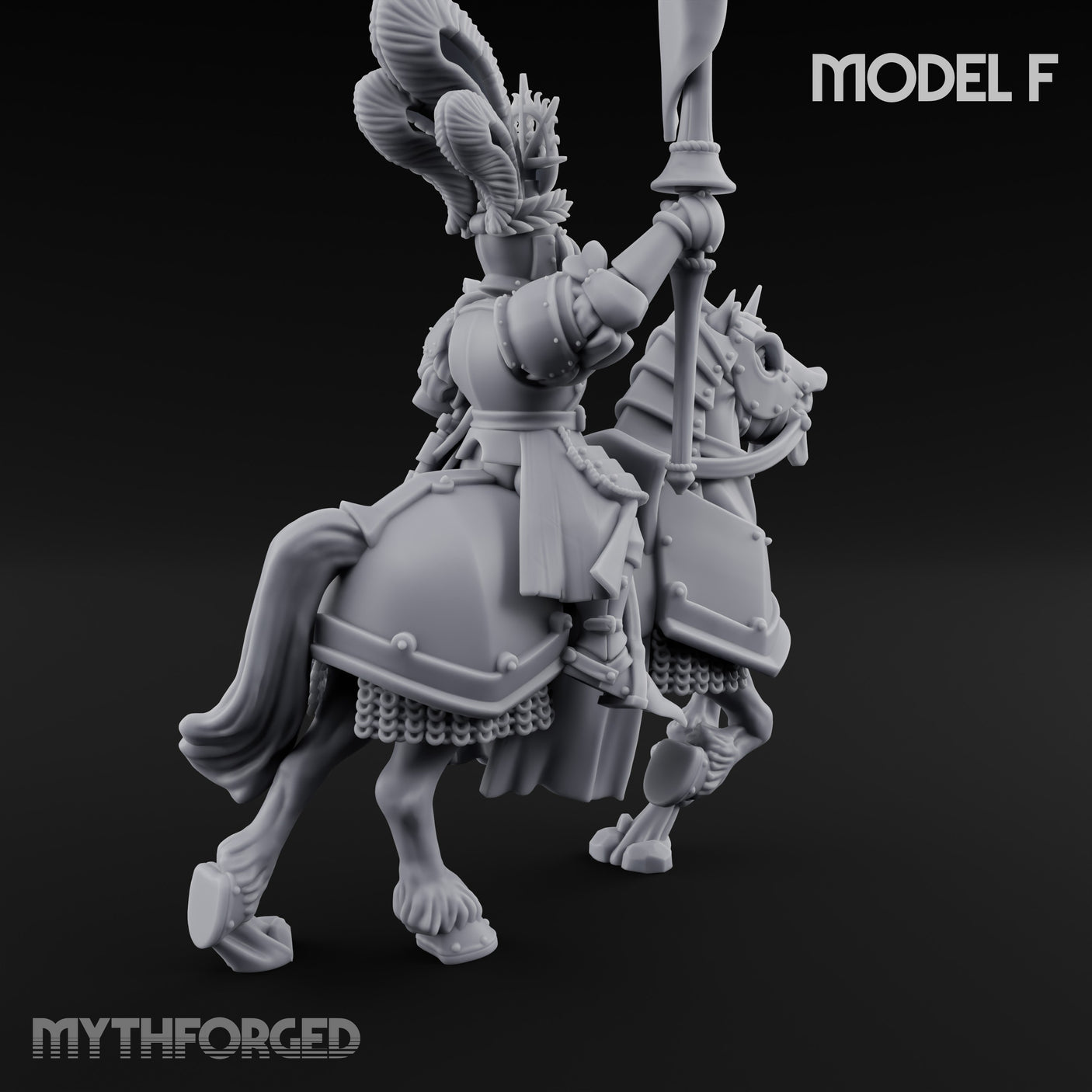 Lance Bearing Plumed Helmed Human Knight on Horseback F Miniature for Dungeons and Dragons, Pathfinder or other TTRPGs