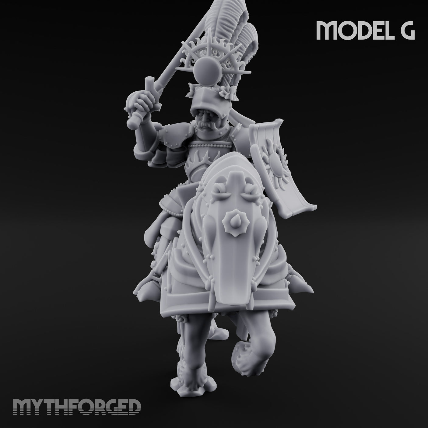 Lance Bearing Plumed Helmed Human Knight on Horseback G Miniature for Dungeons and Dragons, Pathfinder or other TTRPGs