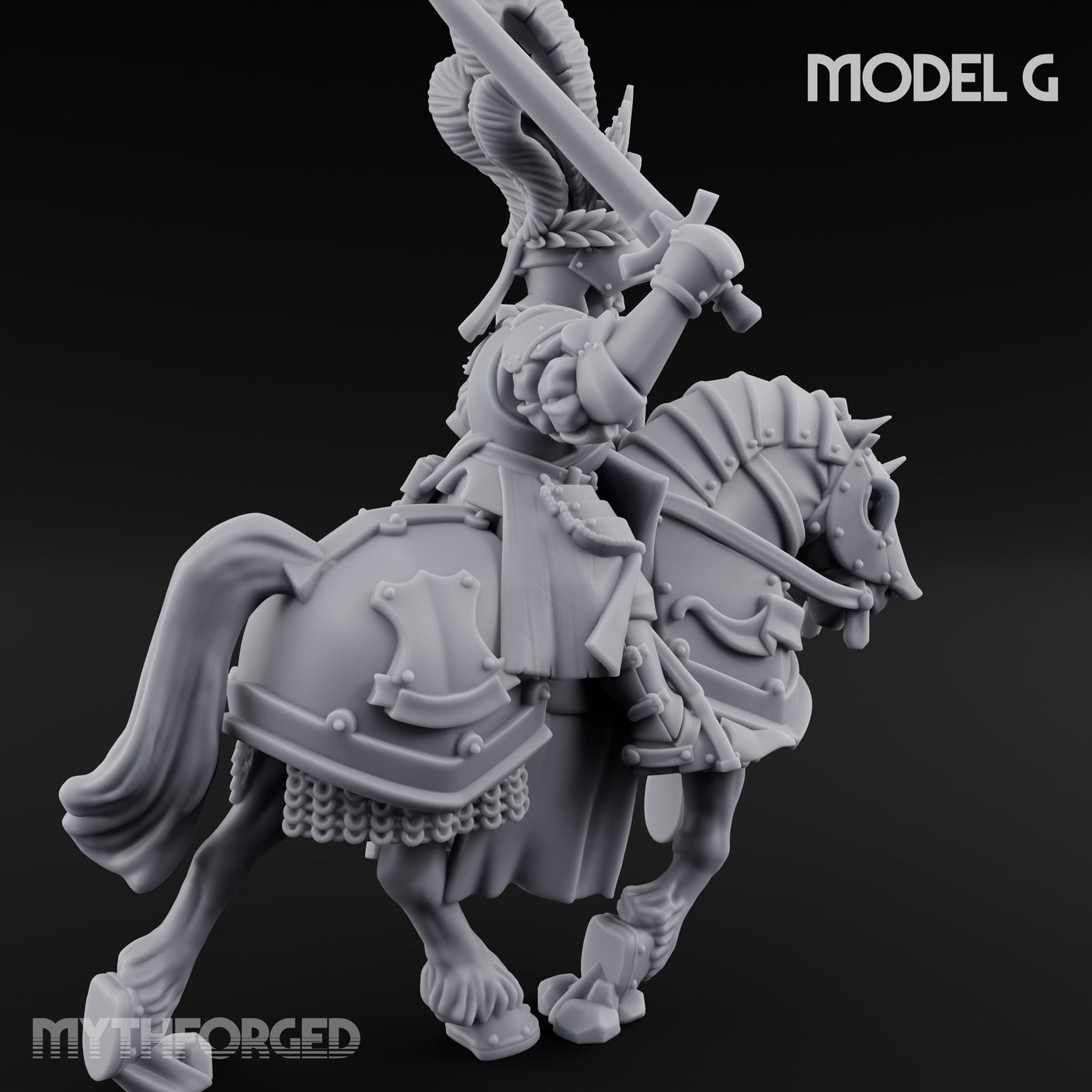 Lance Bearing Plumed Helmed Human Knight on Horseback G Miniature for Dungeons and Dragons, Pathfinder or other TTRPGs